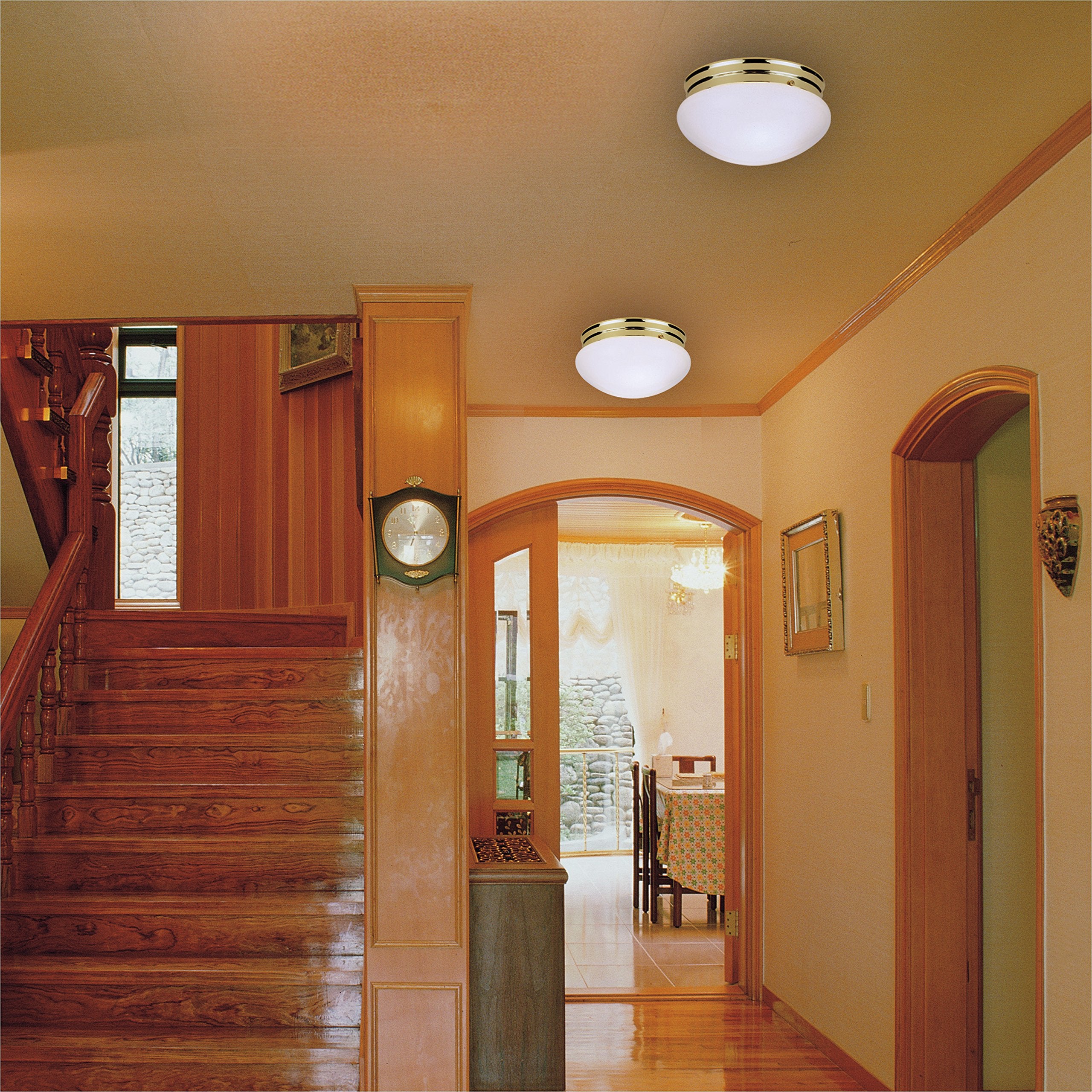 Westinghouse 66609 2BULB PB Ceiling Fixture Lighting, Two Polished Brass