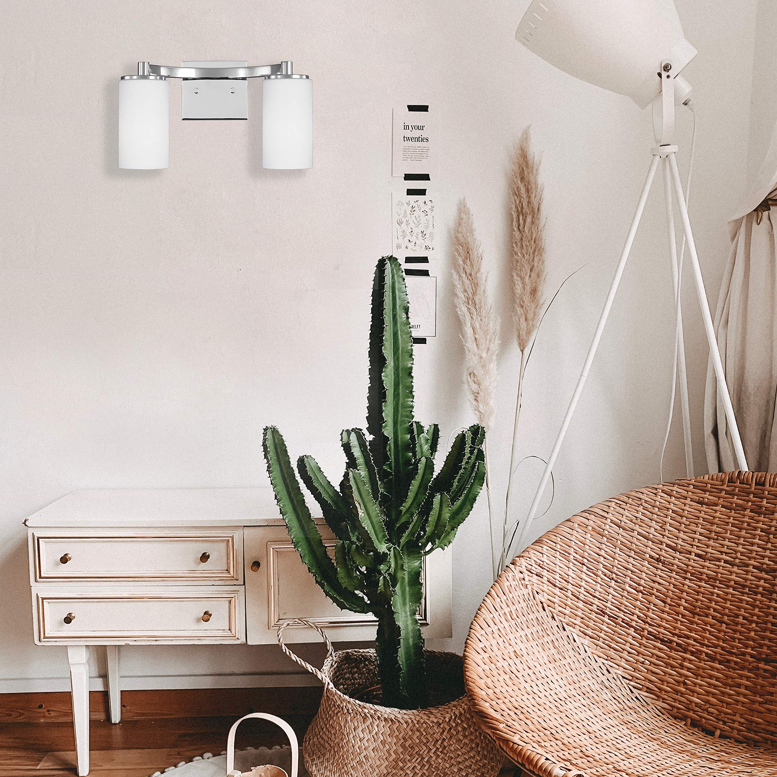 Sea Gull Lighting Two-Light Wall Vanity Light, Chrome, Model 4439102-05, Metal Construction