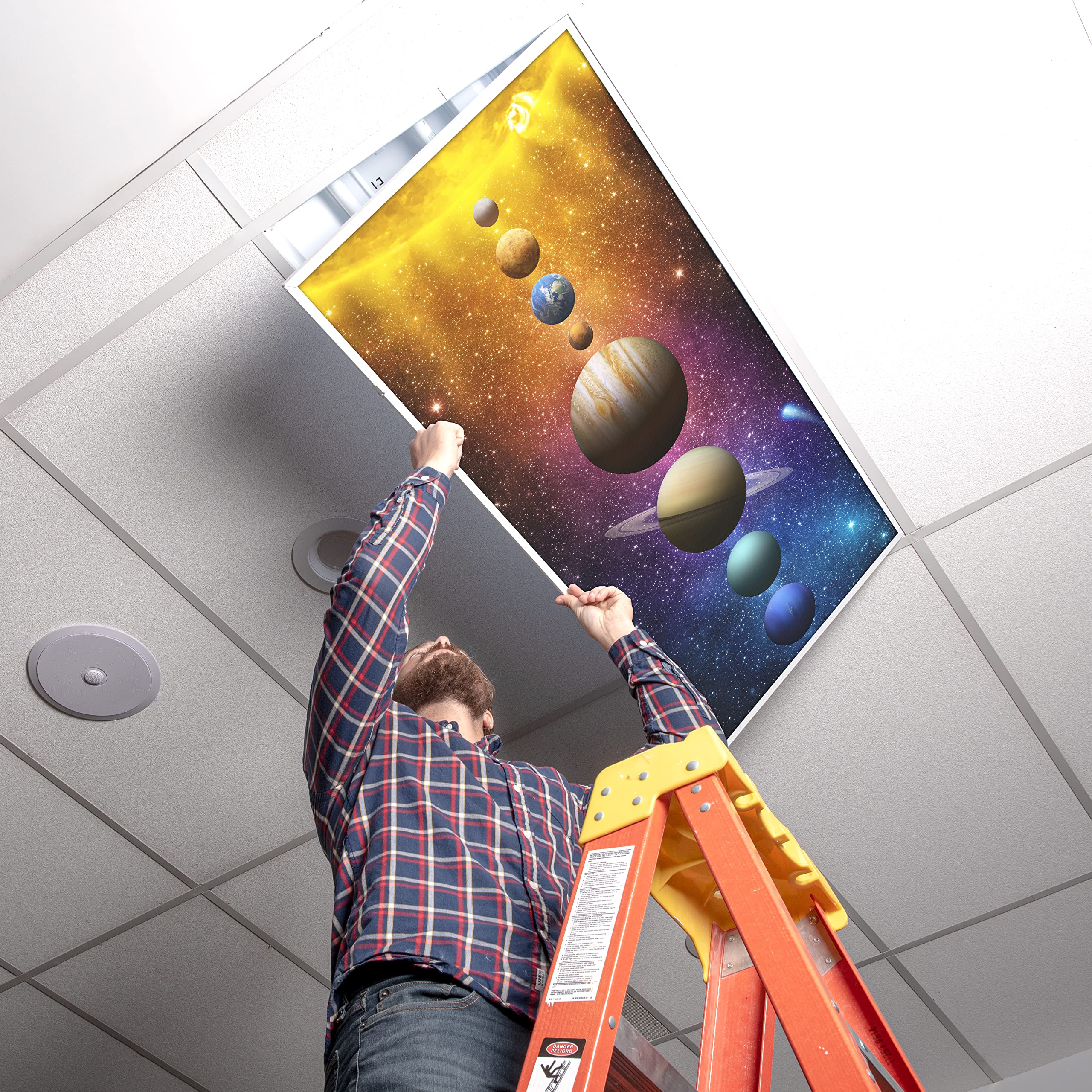 OCTO LIGHTS Fluorescent Light Cover enhanced Backlit Film Insert 2x4 (22.38inx46.5in) Solar System Model AST-026-2x4