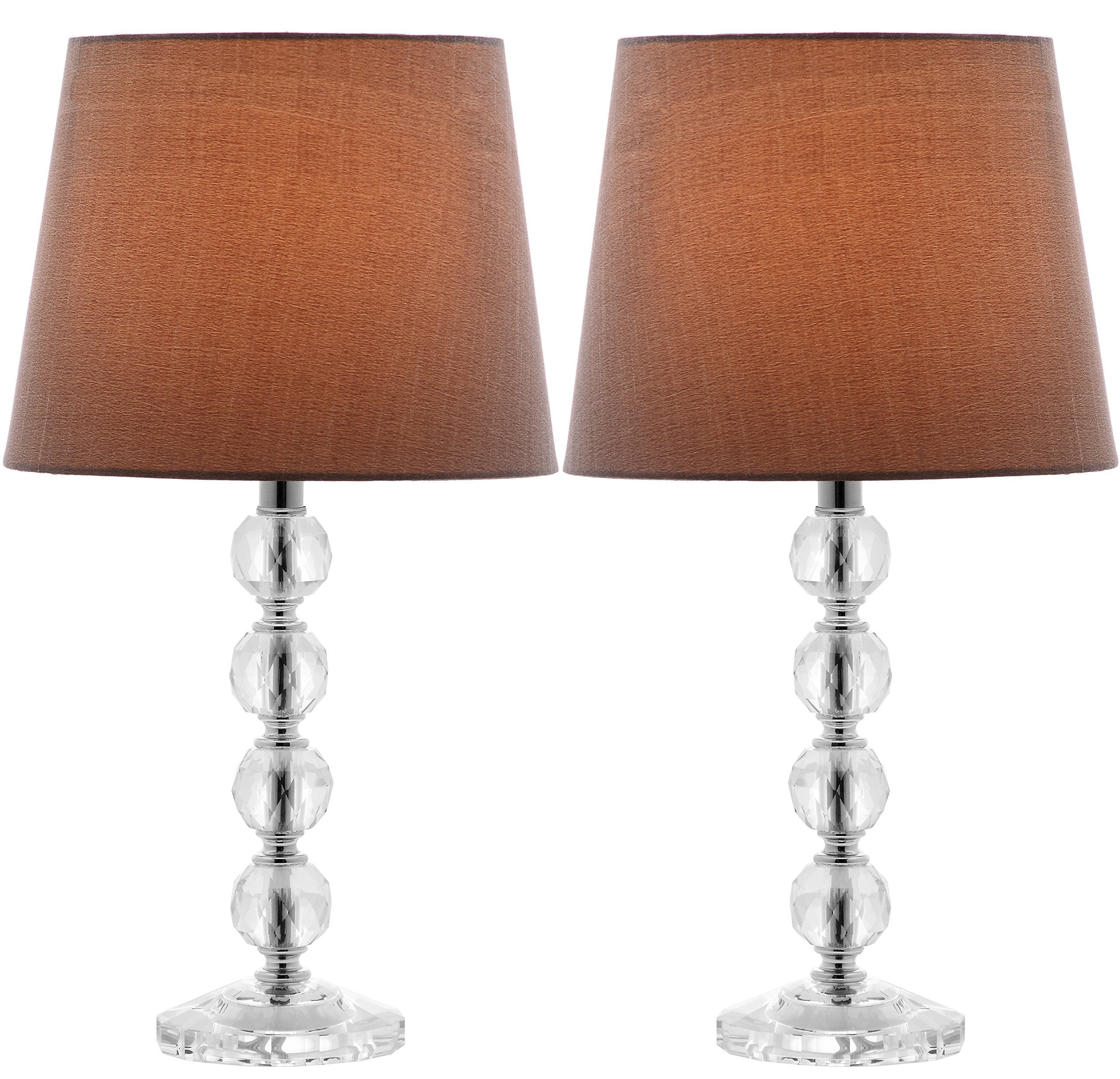 SAFAVIEH Lighting Collection - Nola Set of 2 Modern Glam Stacked Crystal Ball 16-Inch Table Lamps with Light Grey Shade, LED Bul