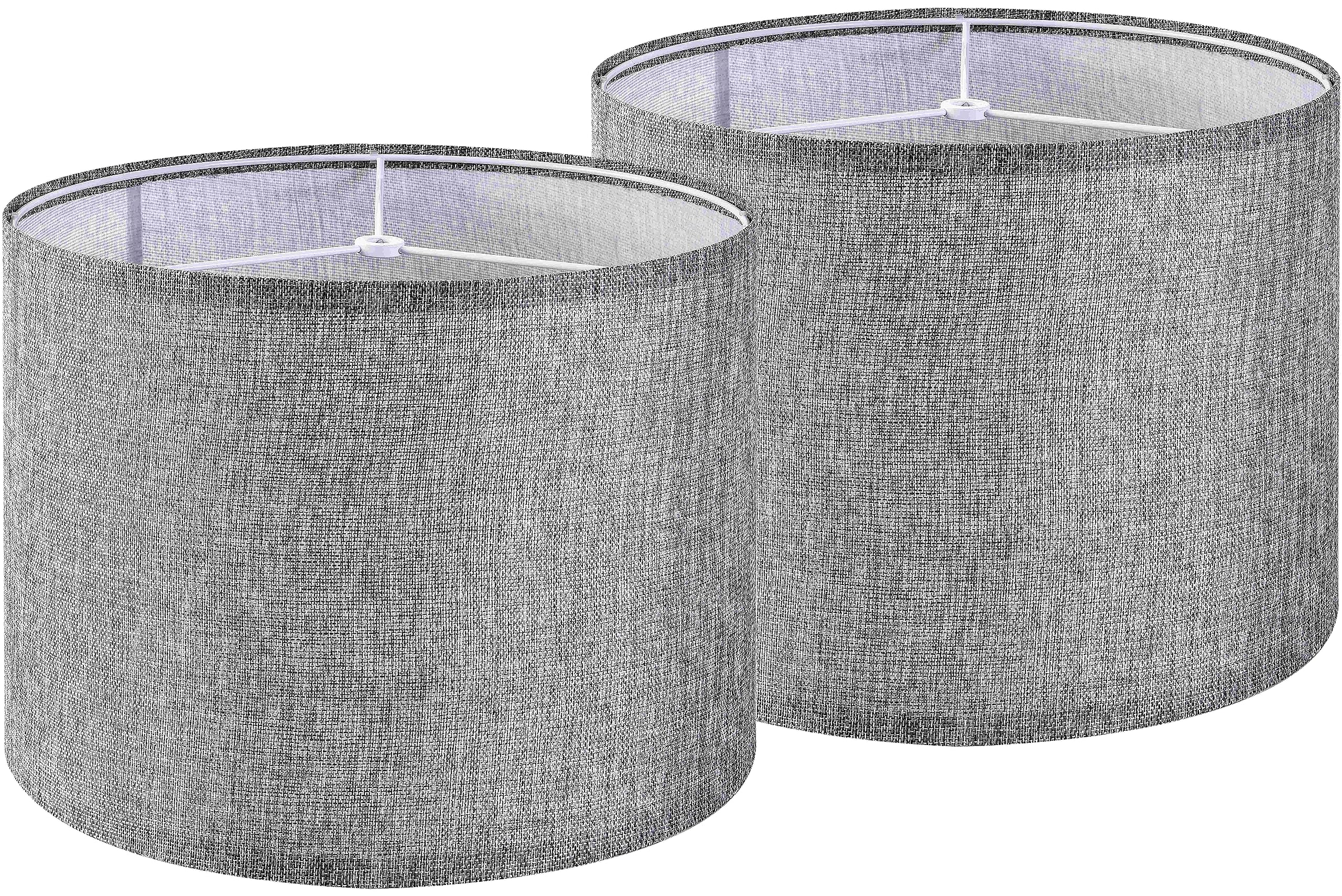 GO&SO Gray Drum Lamp Shades Set of 2 - Medium 13inx13inx10in - Polypropylene - Traditional Design for Table & Bedside Lamps
