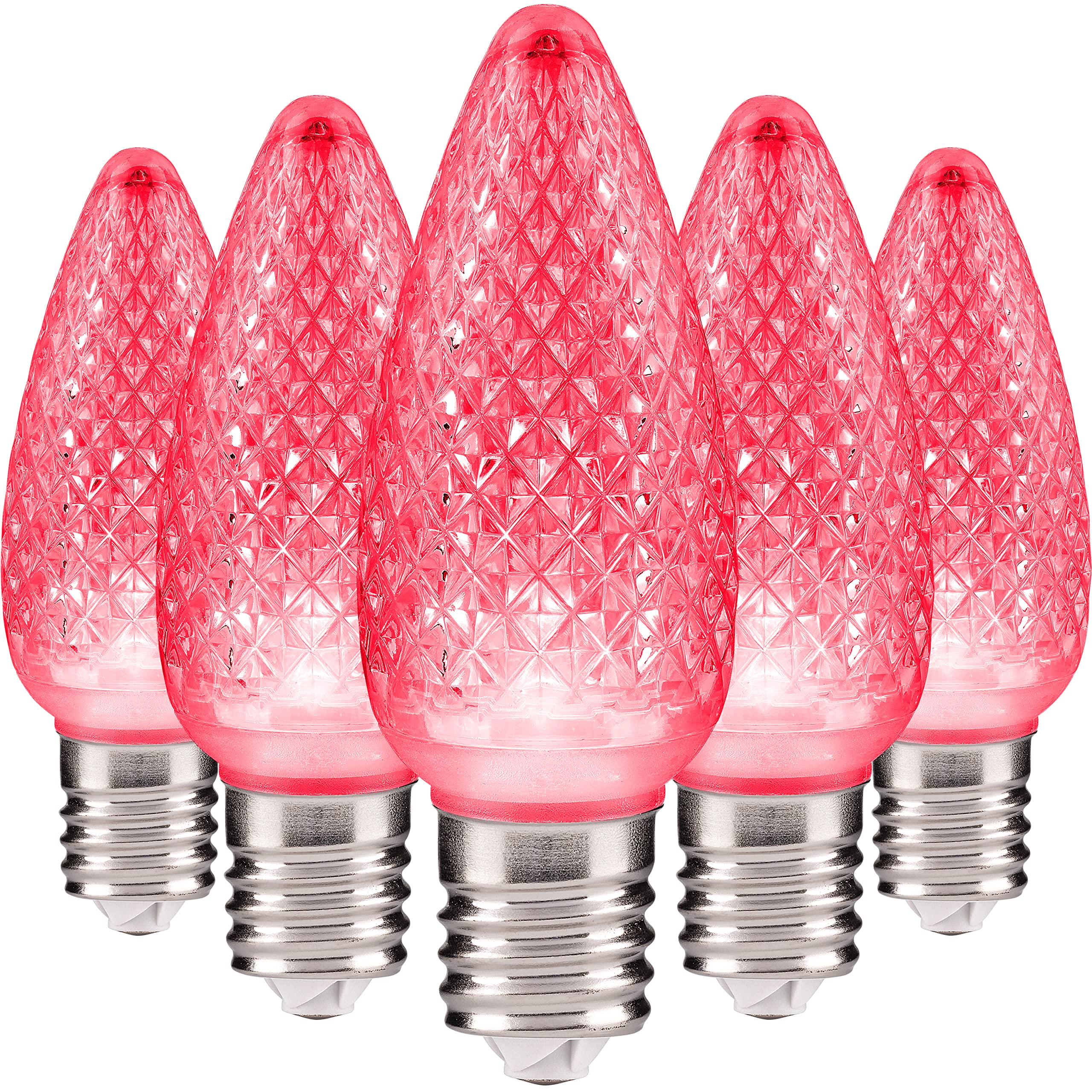 Hlo Lighting Set Of 500 Pink C9 Faceted Led Christmas Light Bulbs For Indoor & Outdoor Use | Durable Replacement Bulbs