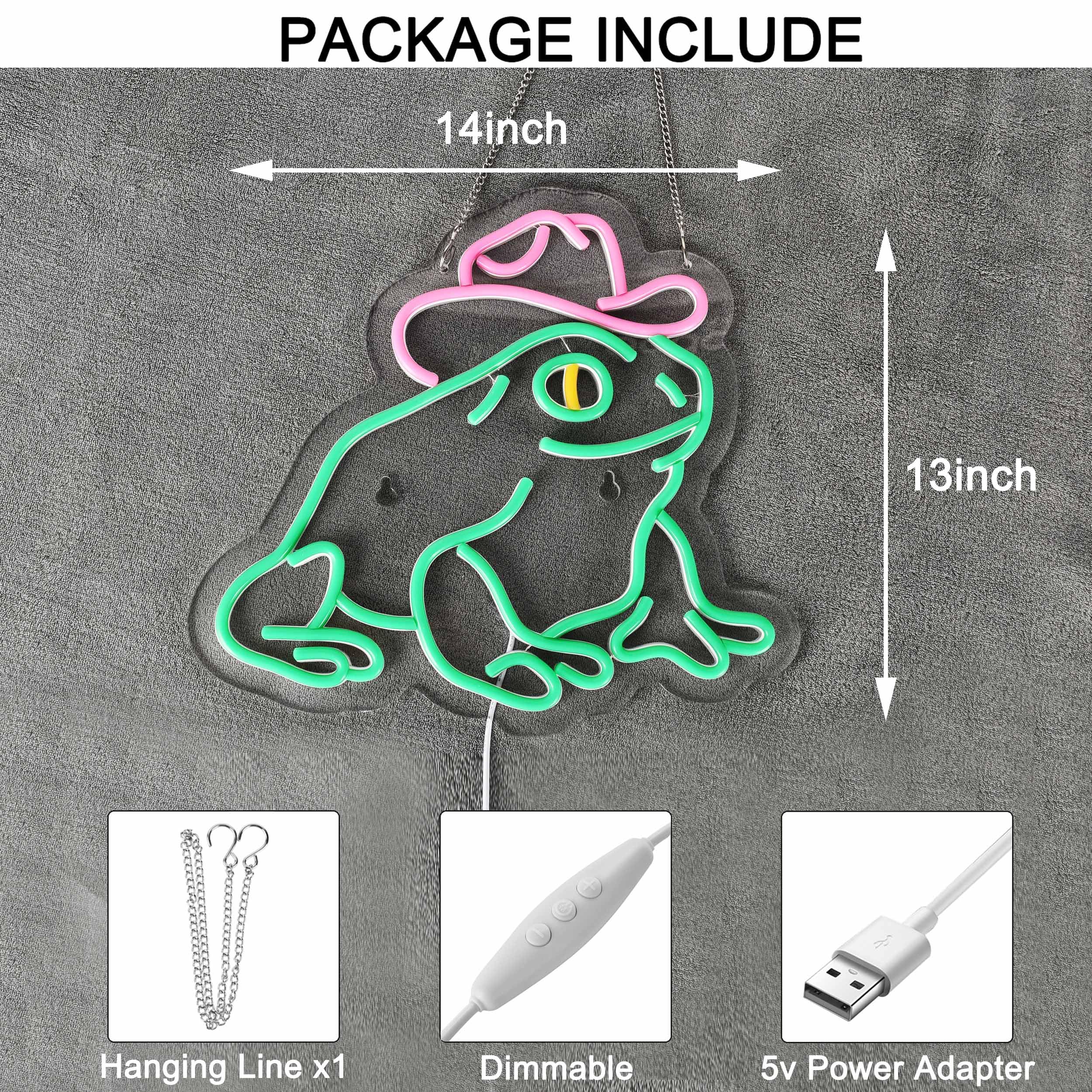 Haimococl Neon Sign Frog LED Light Wall Decor Dimmable USB Powered Green+Pink
