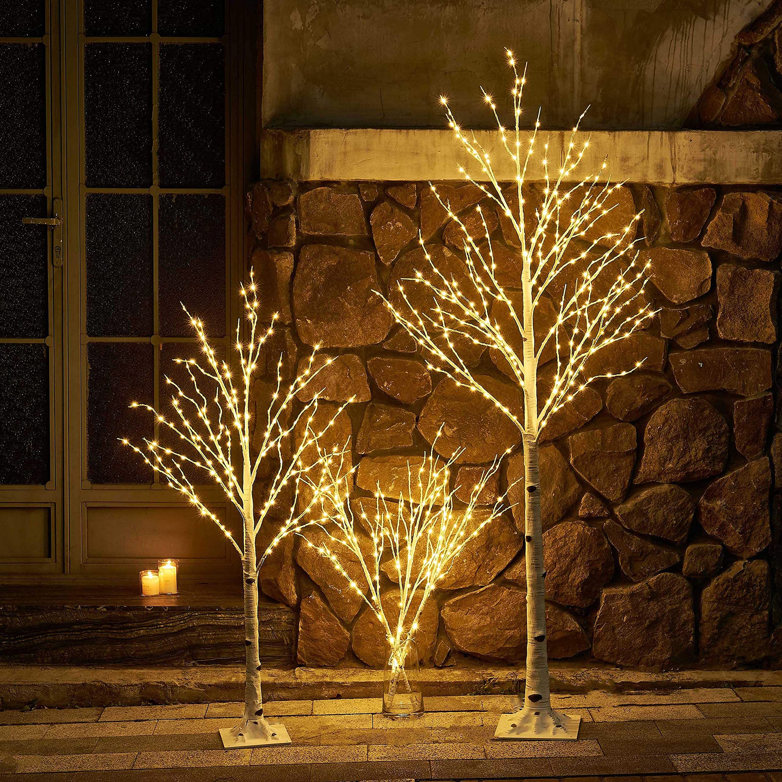 Litbloom Lighted White Birch Twig Branches 30In 150 Led Plug In With Timer And Dimmer, Artificial Tree Branch With Lights For Indoor Outdoor Home Christmas Room Decoration