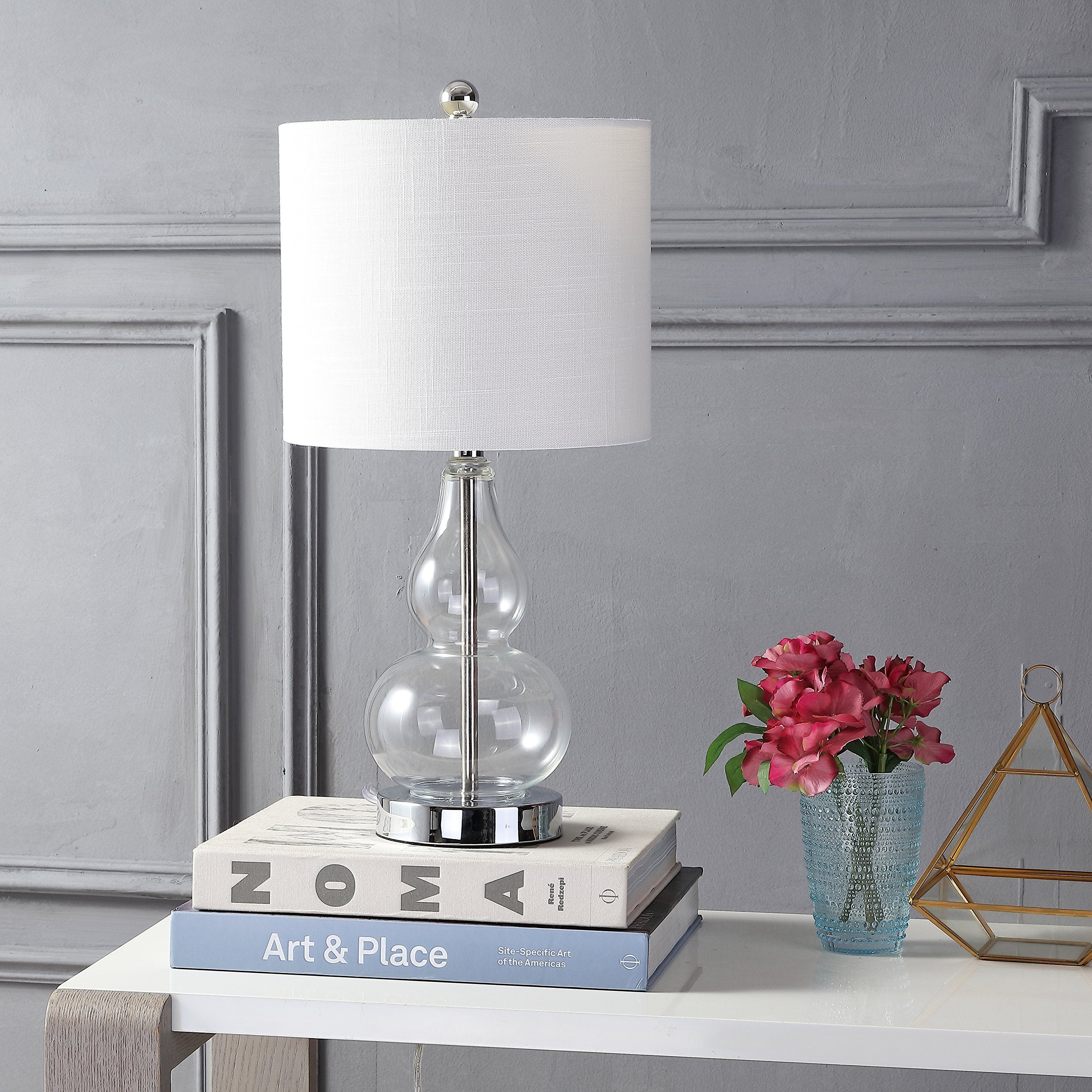 JONATHAN Y Mini Glass LED Table Lamp, 20.5in, Clear, Model JYL1028E, Transitional, Modern Design for Living Room, Bedroom, Office