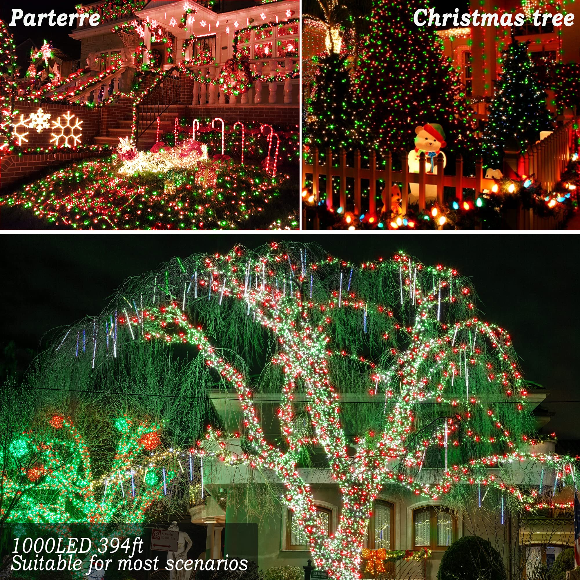 Knonew 403Ft 1000 Led Christmas String Lights Outdoor 8 Modes & Timer Fairy Light Plug In Waterproof Outside Lights For Xmas Yar