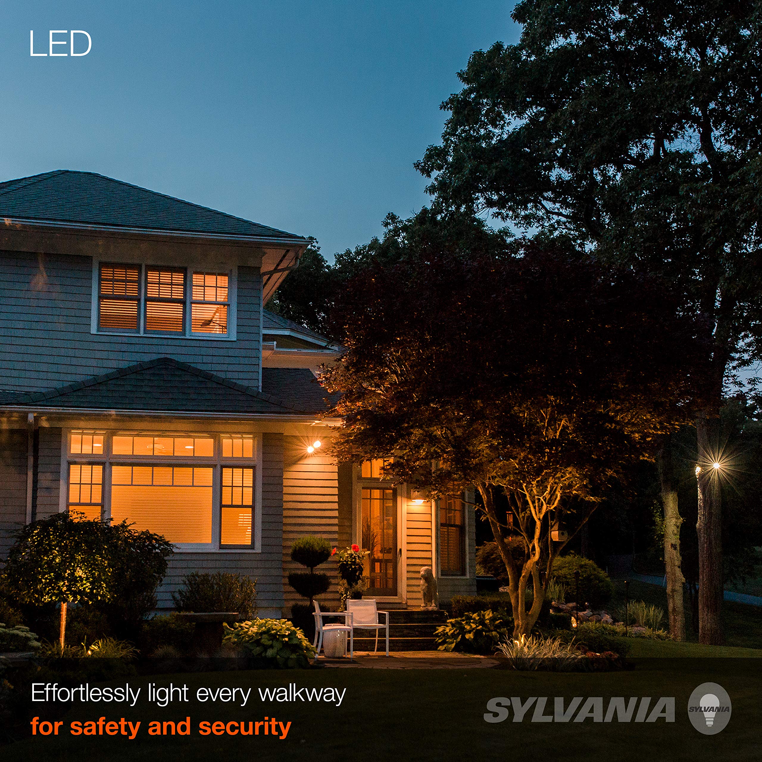LEDVANCE Sylvania Night Chaser PAR38 LED Bulb, Dimmable, 2650 Lumens, 3000K, 2 Pack, White, Model 41358