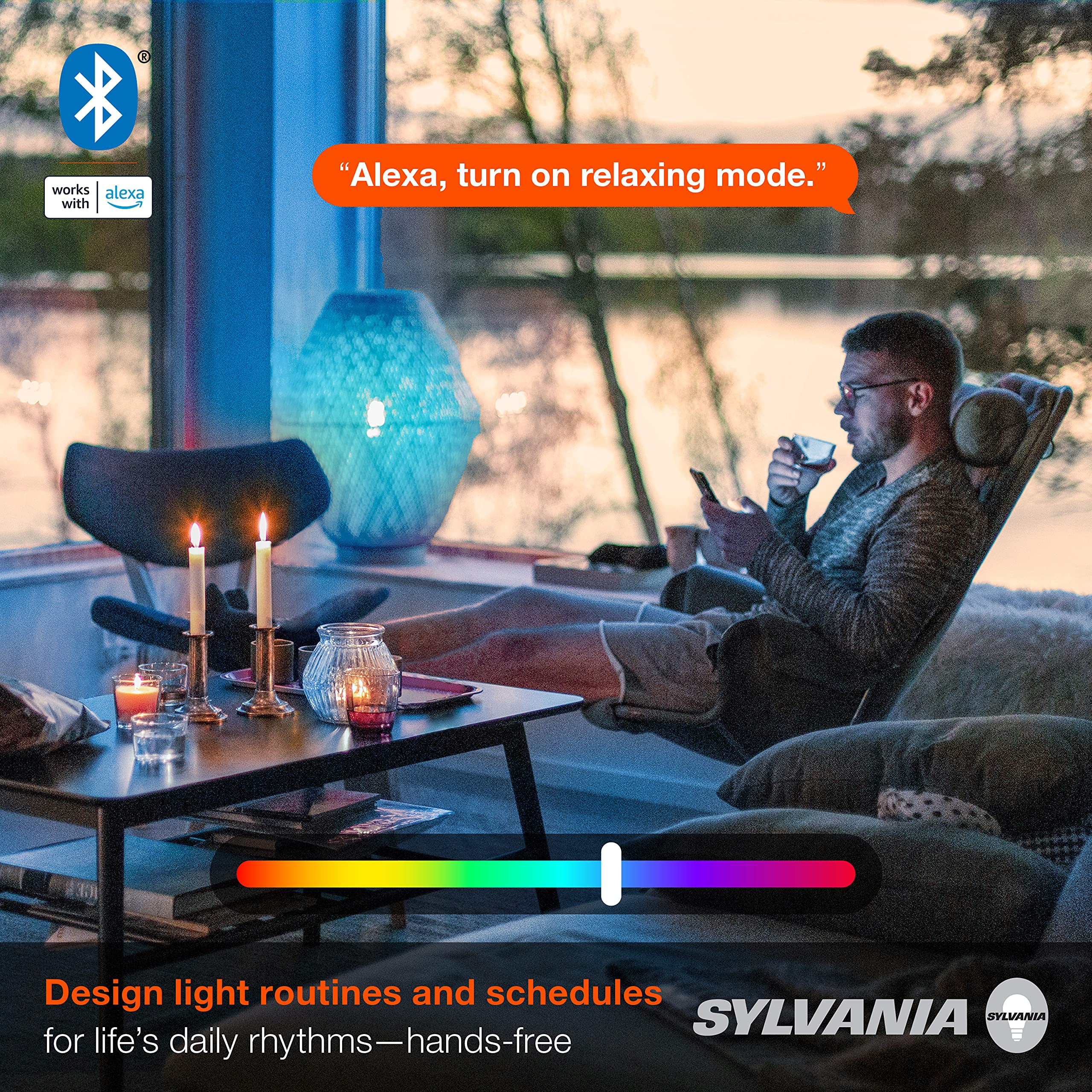 Sylvania Bluetooth Mesh Led Smart Light Bulb, One Touch Set Up, A19 60W Equivalent, E26, Rgbw Full Color & Adjustable White, Wor