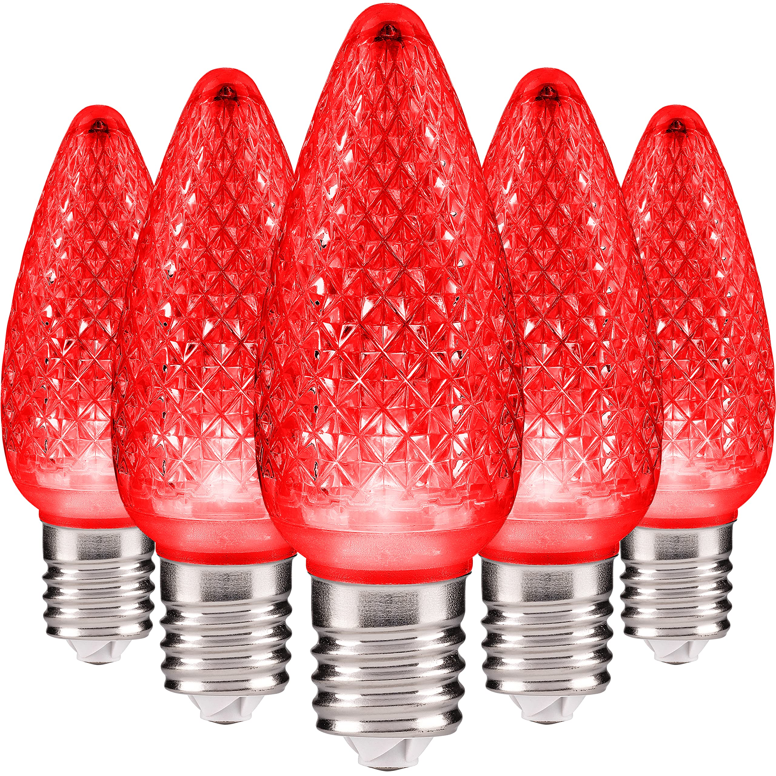 Hlo Lighting Set Of 500 Red C9 Faceted Led Christmas Light Bulbs For Indoor & Outdoor Use | Durable Replacement Bulbs
