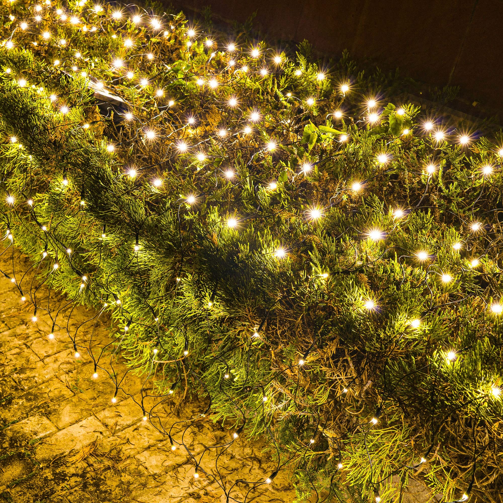 Outdoor Christmas Lights, 360 LED 12FT x 5FT Waterproof Christmas Net Lights Outdoor Plug in with 8 Modes, Warm White Christmas 