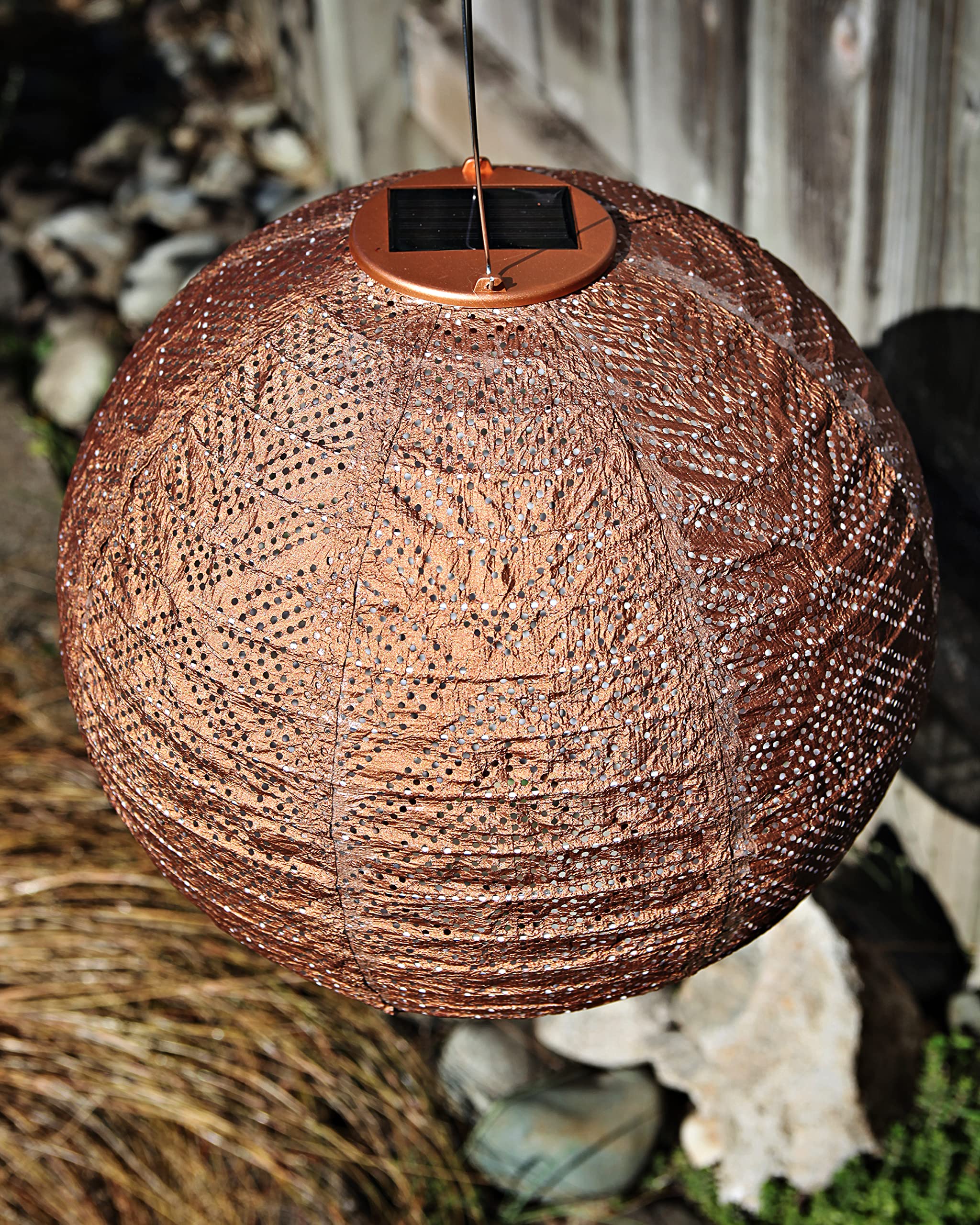 Allsop Soji Stella Market LED Solar Lantern - 12in Copper Stainless Steel Model 31406