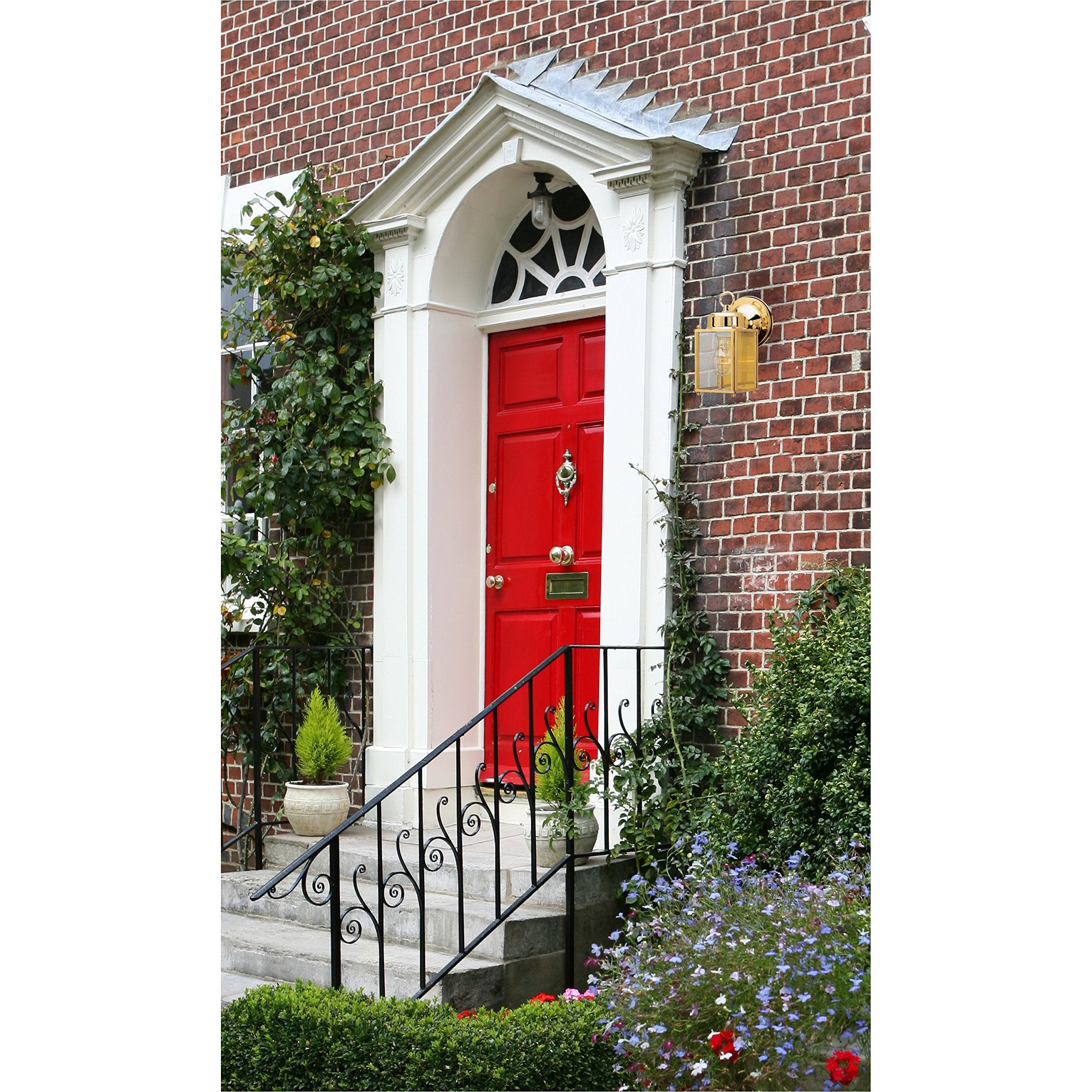 Westinghouse Lighting 6693600 One-Light Exterior Wall Lantern, Polished Brass Finish on Steel with Clear Glass Panels