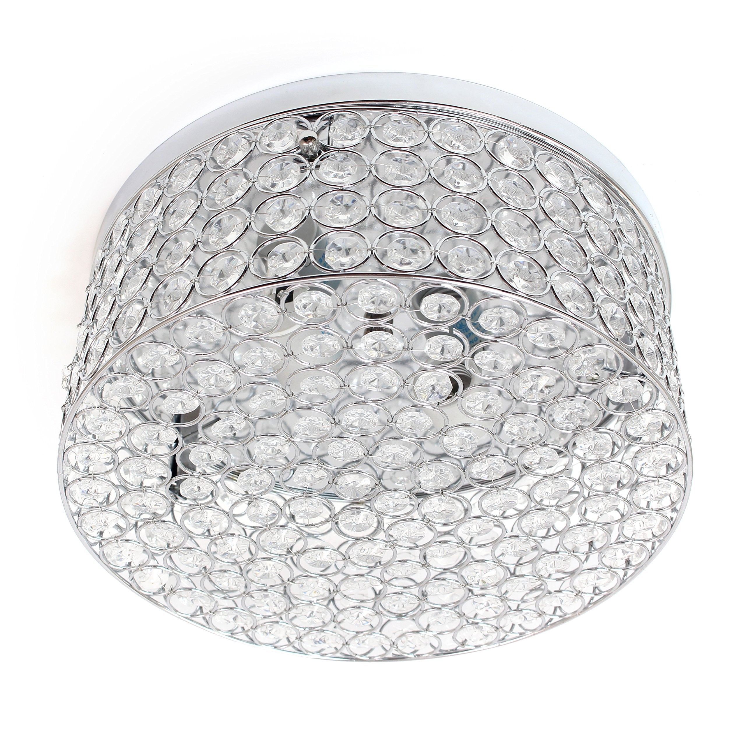 Elegant Designs FM1003-CHR Ceiling Flush Mount Fixture, 12 Inch, 2 Light, Chrome, Crystal