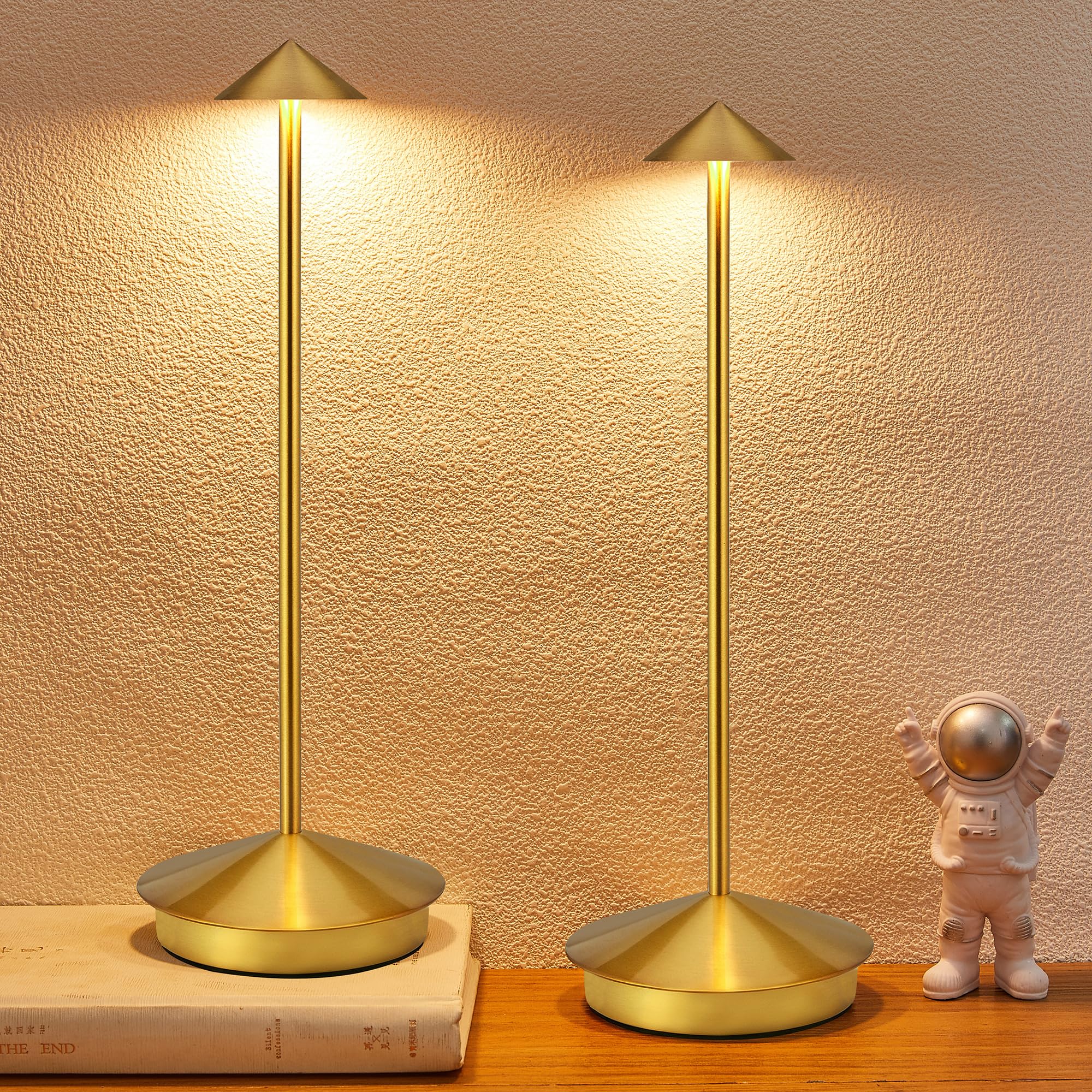 XMINKDZA Portable LED Table Lamp 2 Pack, Rechargeable 6000mAh, Dimmable, IP54 Waterproof, Bronze, Model XDJDSJBBM