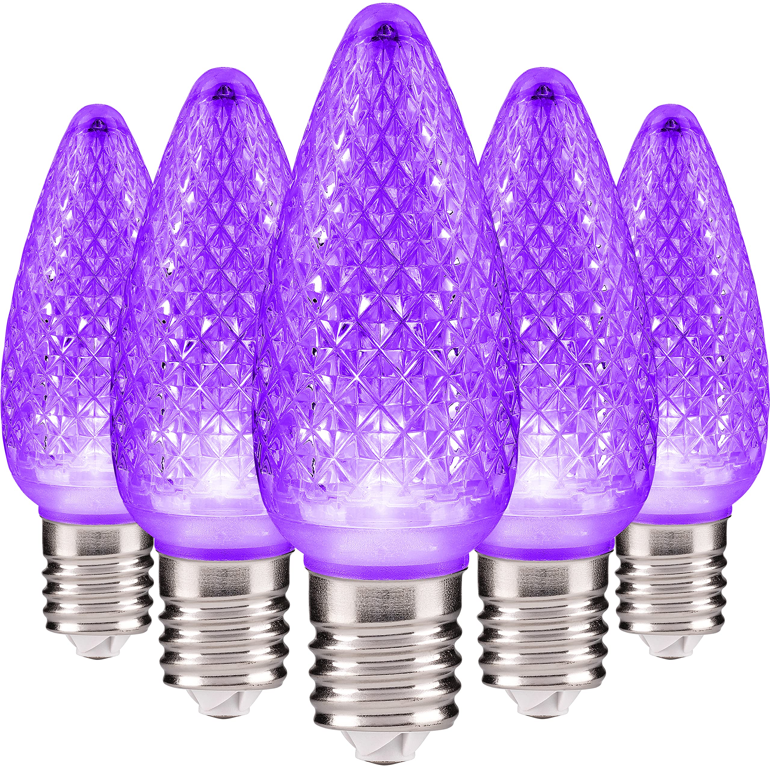 Hlo Lighting Set Of 25 Purple C9 Led Christmas Lights | Faceted Led Bulbs For Indoor & Outdoor Use | Durable Replacement C9 Bulb
