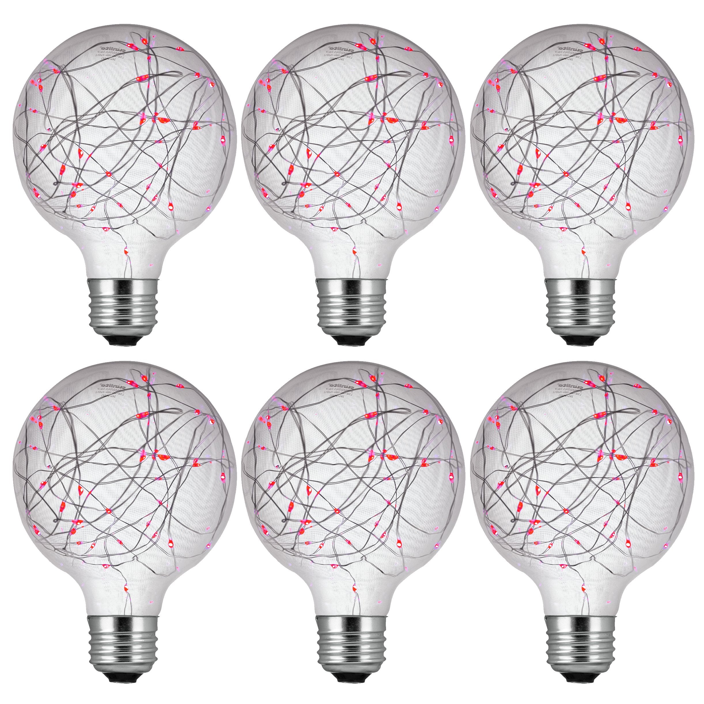 Sunlite 41017 G30 Globe Bulb  LED Fairy-Lights Inside  1.5 Watts  Medium (E26) Base  Non Dimmable  Party Decoration  Holiday Lighting  String Light  Red  6 Count