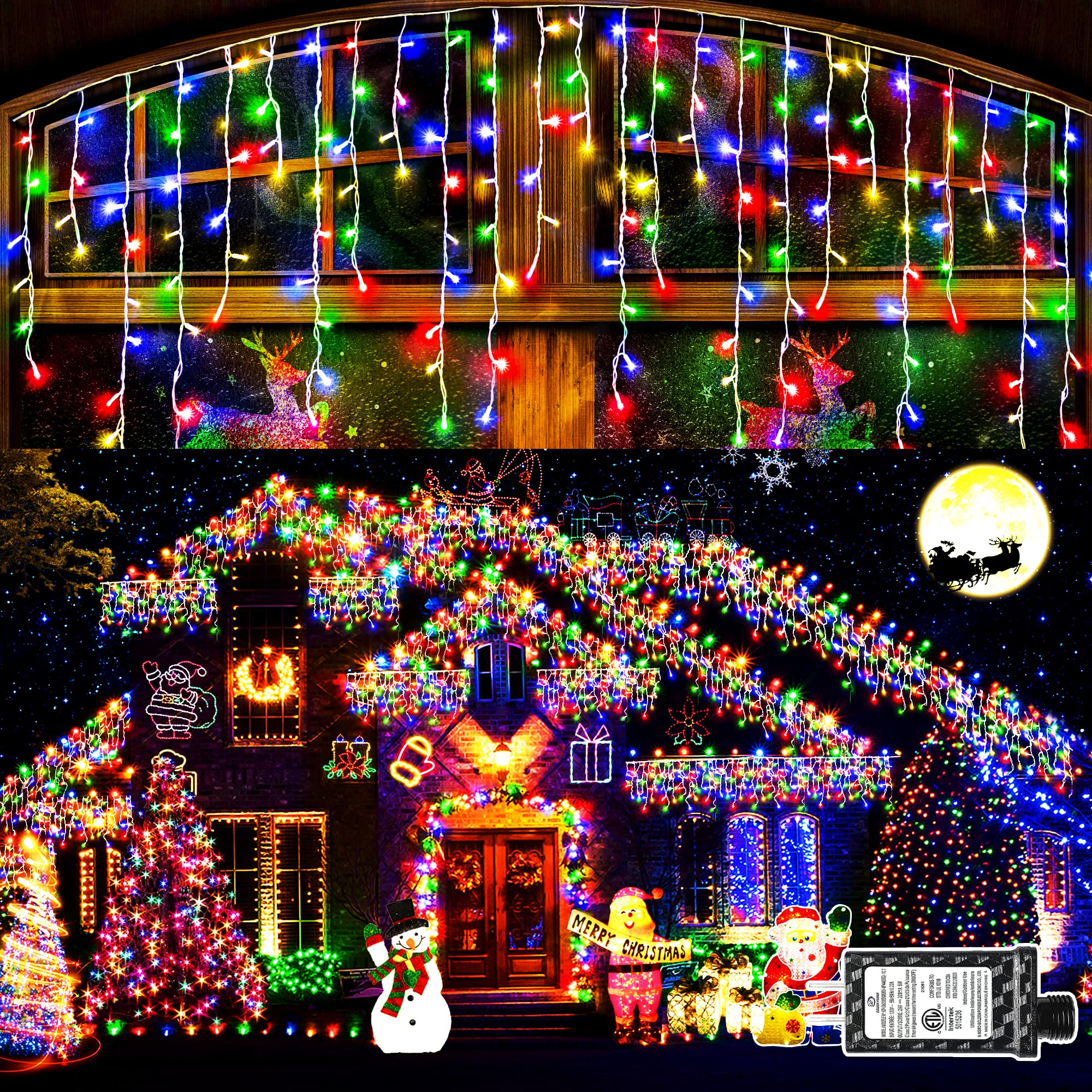 KNONEW 400 LED 43ft Multicolor Outdoor String Lights with 75 Drops, 8 Modes, Connectable, Timer & Memory Function, Water Resista