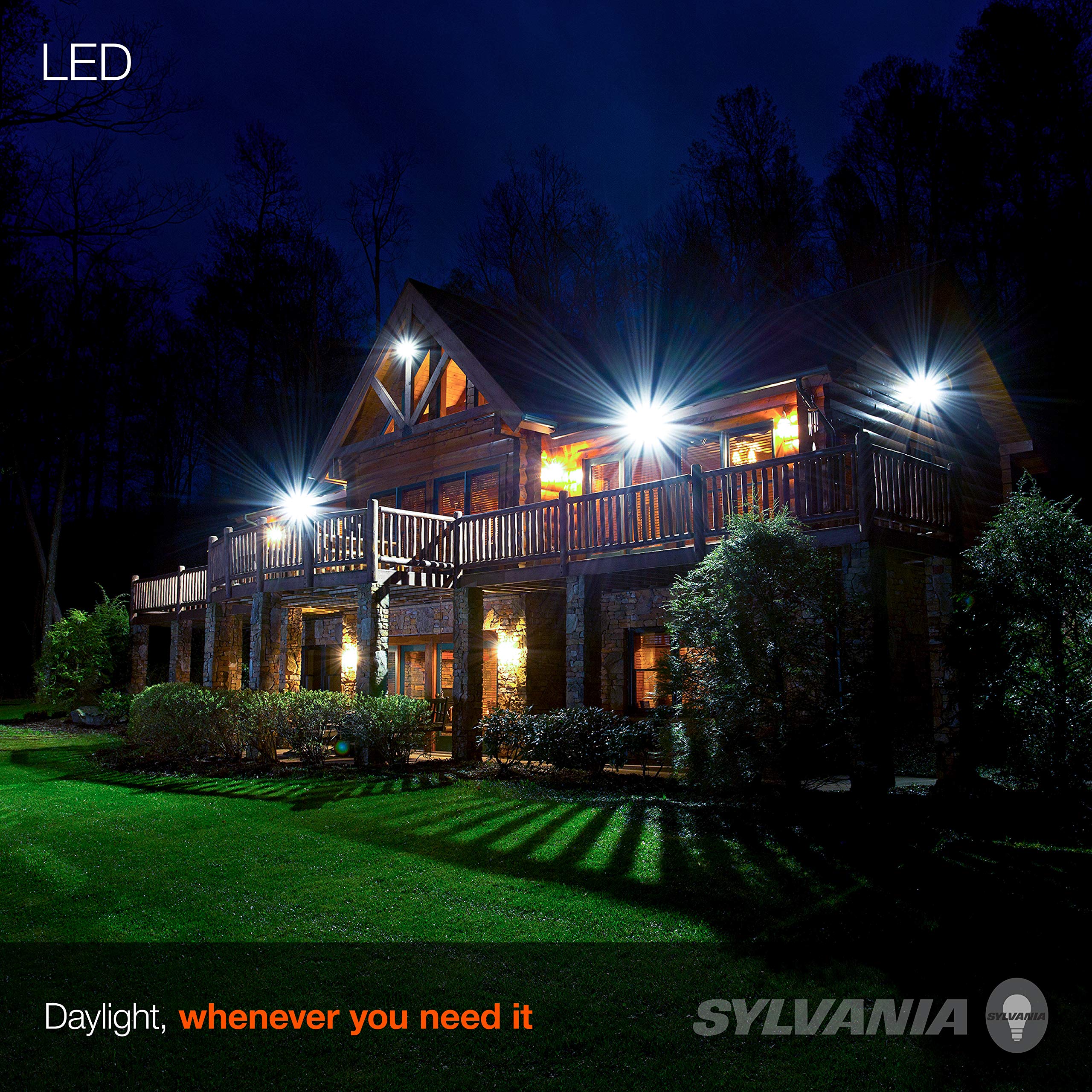 Ledvance Sylvania Night Chaser Led Par38 Light Bulb, 250W = 23W, 22 Year, Dimmable, Super Bright 2650 Lumens, Wet Rated, 5000K,