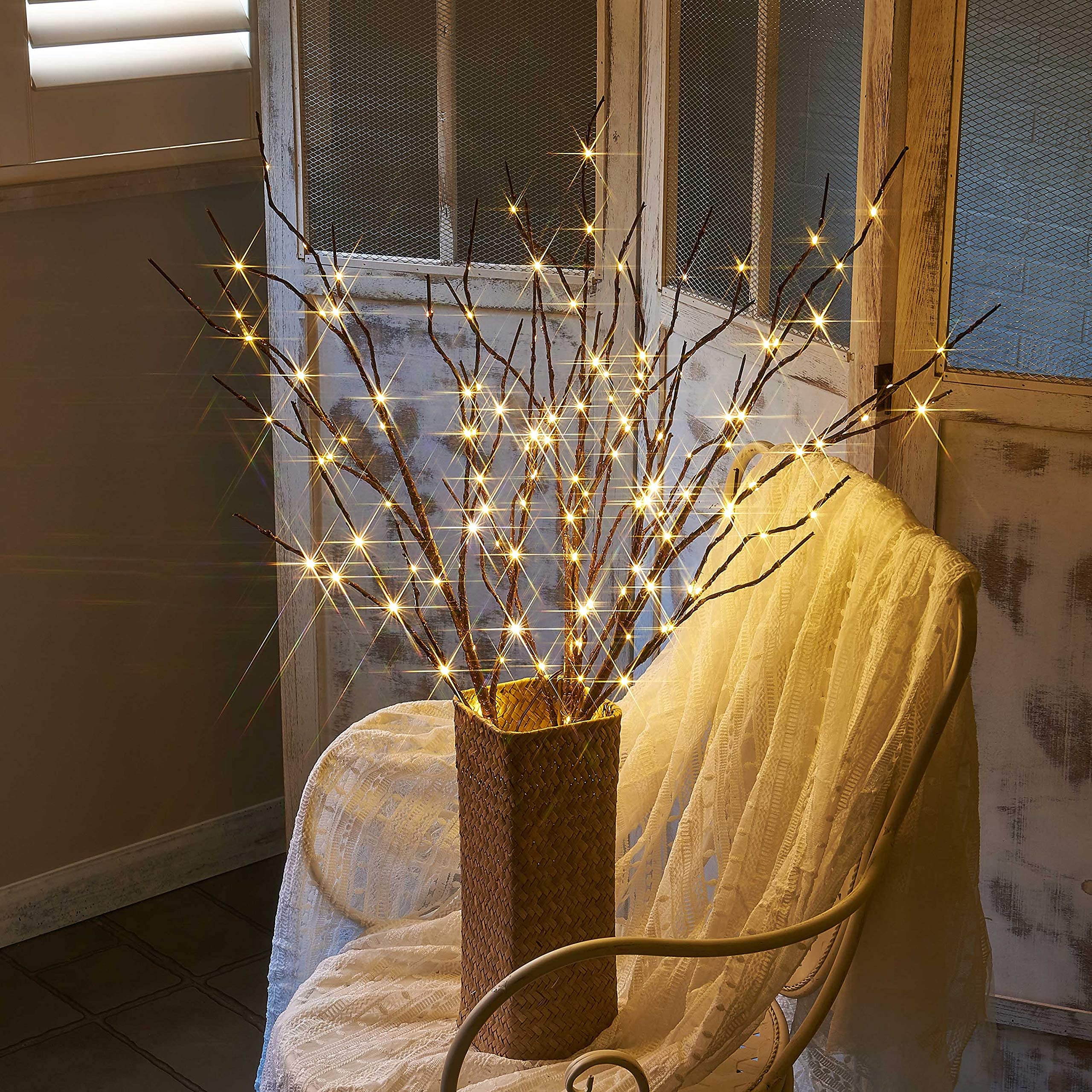 Litbloom Lighted Brown Willow Branches 30In 150 Led Plug In With Timer And Dimmer Tree Branch Lights With Warm White Lights For Holiday Christmas Home Decoration