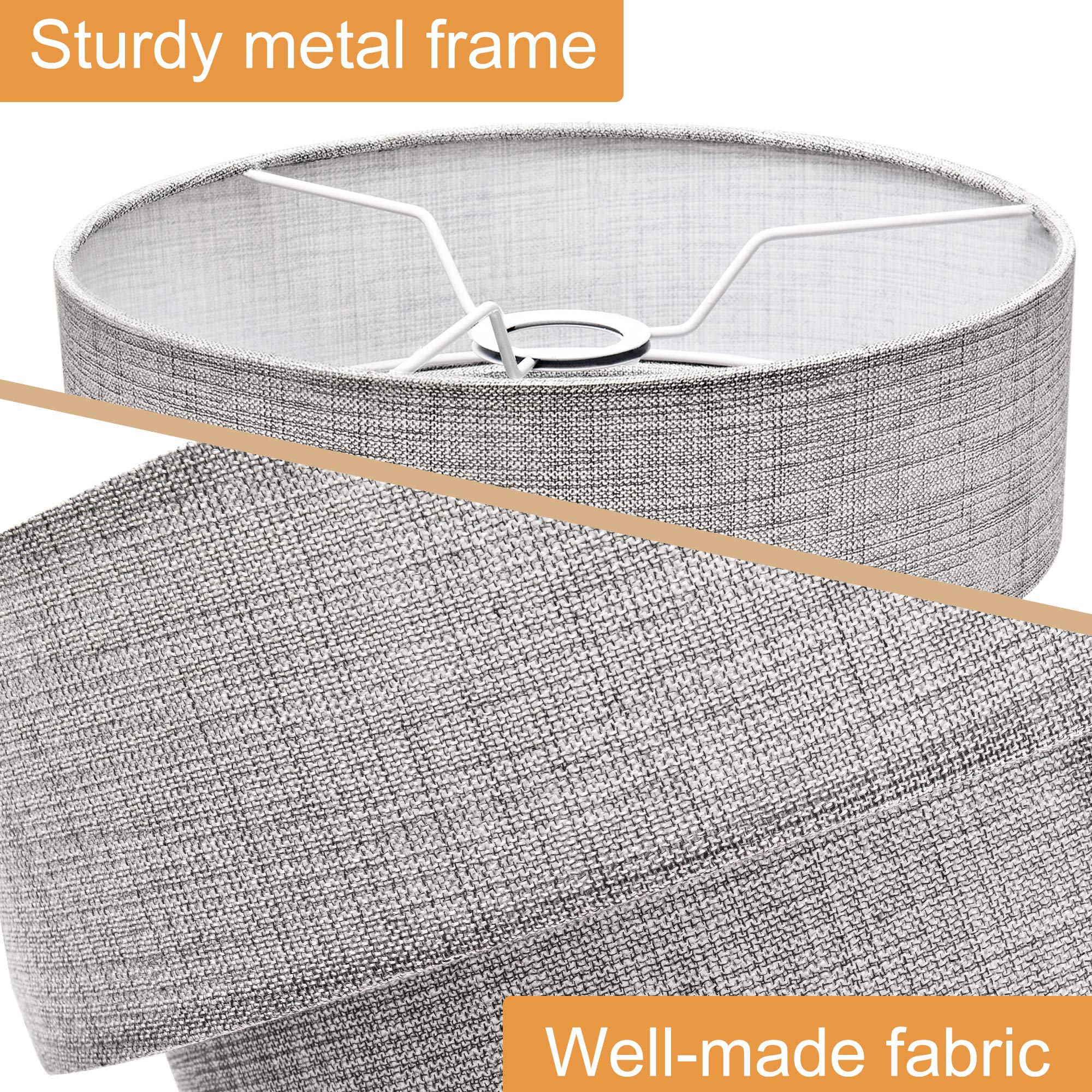 EDISLIVE 3-Tier Drum Linen Lamp Shade for Pendant/Floor Lamp, Grey, Model EDIS448458598