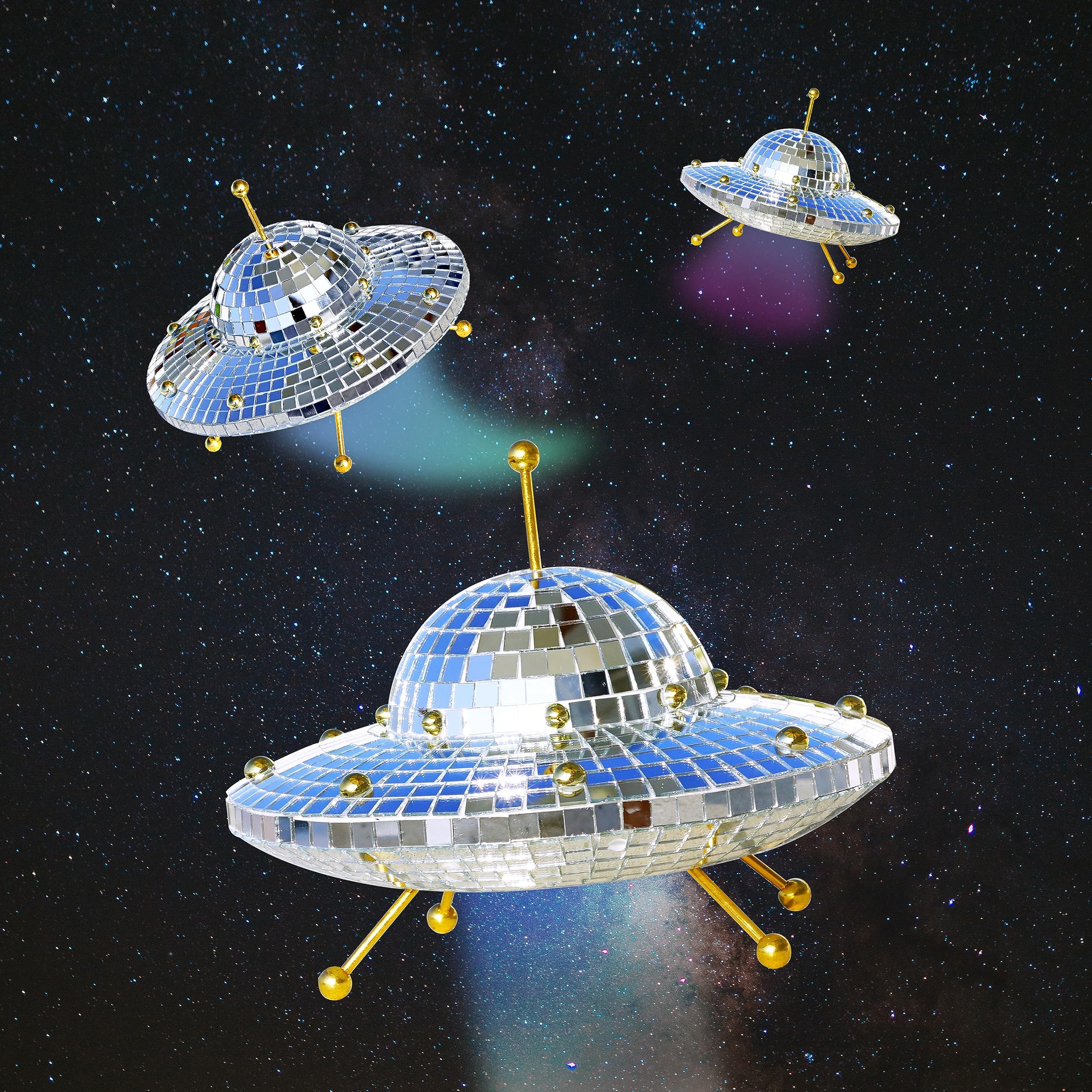 RGZOCT UFO Disco Ball Silver Disco Ball Decor Disco Spaceship Retro Reflective Dcor Mirror Decorations for Home,Party,Garden,Han