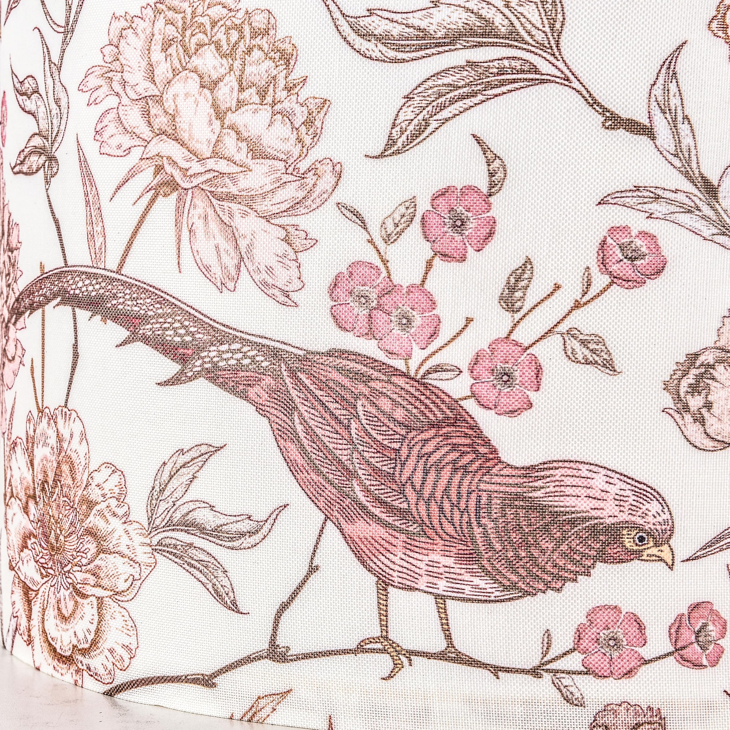 Go&So 1 Pack Floral Bird Large Drum Lamp Shade 1.65Spider E27 Base 16 X16 X12 Printed Pattern Design Diy Assembly With Multi-Adapter (E26/E14/10Mm) Ideal For Floor/Table Lamps/Pendant Lighting