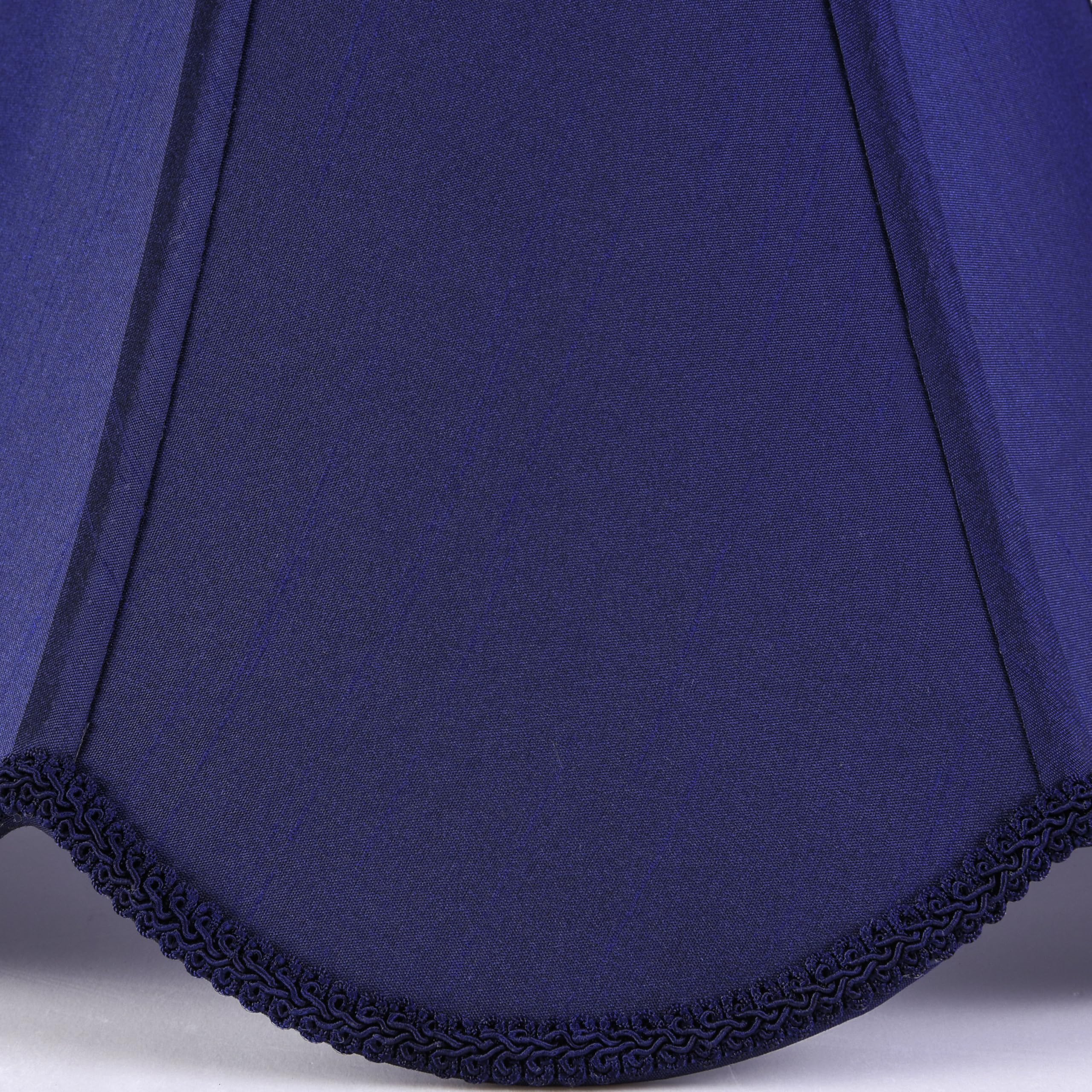 Go&So Navy Blue Lamp Shade Rayon Silk Bell Lamp Shades 2Pc -Petal Edge Braid Scalloped Lamp Shade Medium,6''Top X 13''Bottom X 1