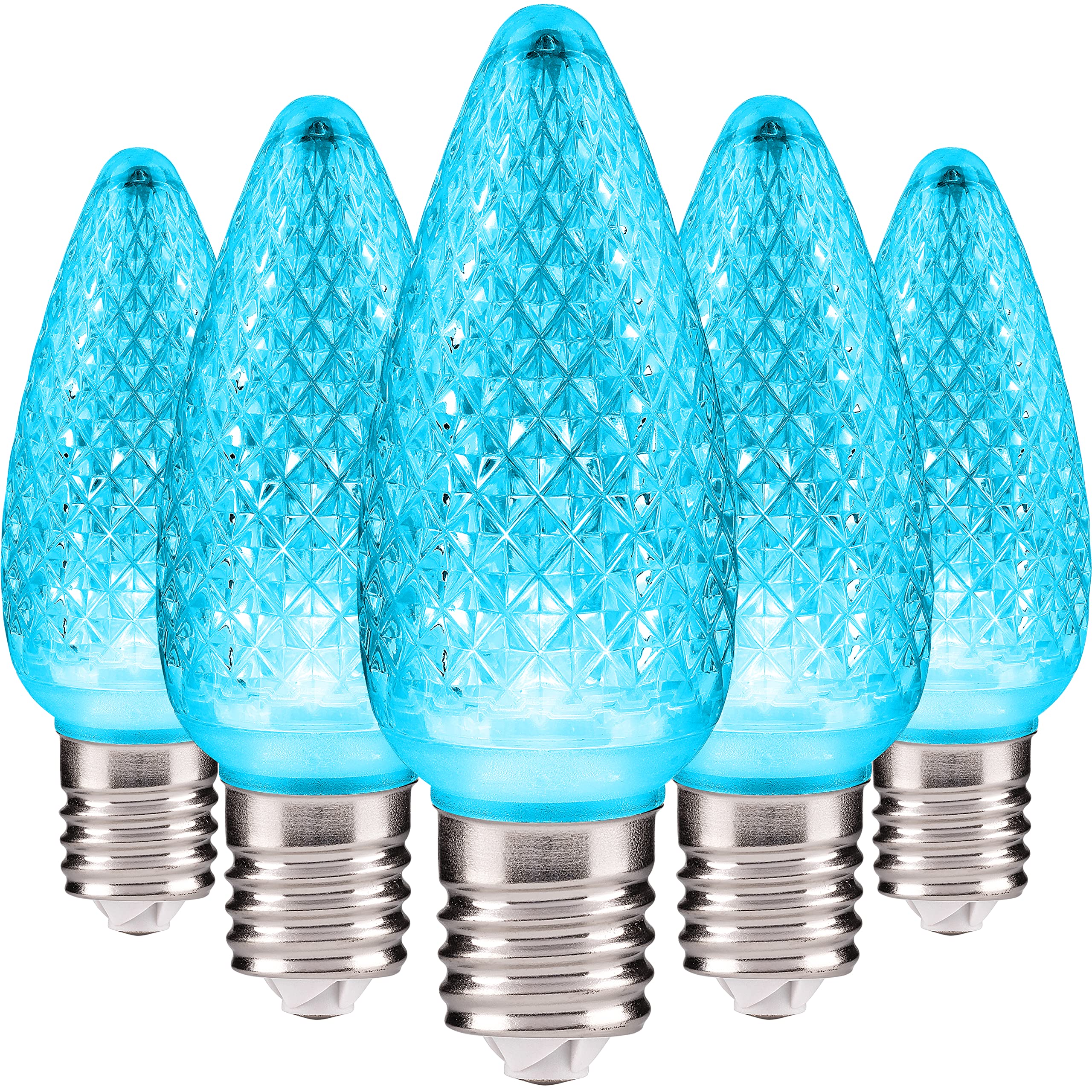 Hlo Lighting Set Of 25 Teal C9 Led Christmas Lights | Faceted Led Bulbs For Indoor & Outdoor Use | Durable Replacement C9 Bulbs