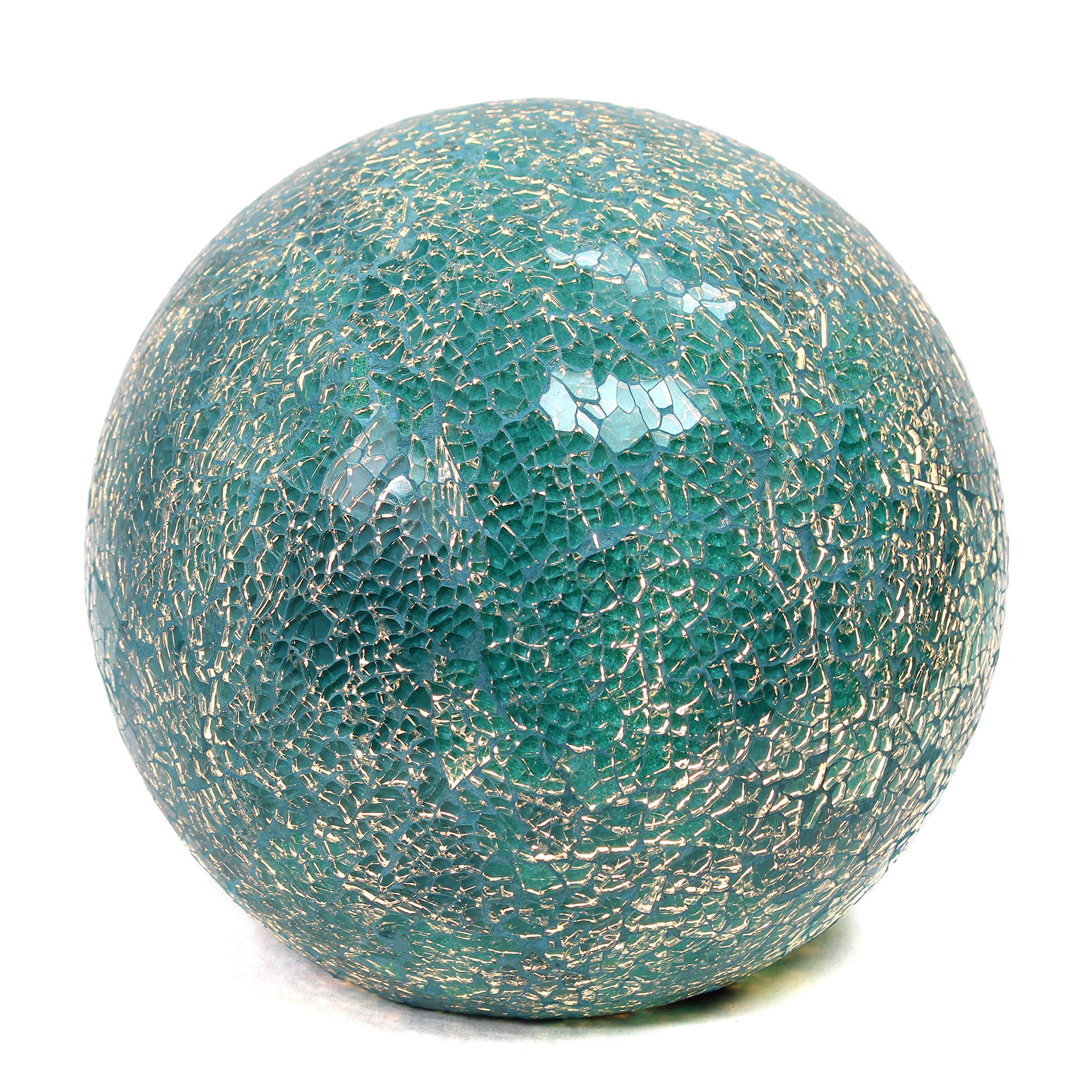 Simple Designs Lt3302-Tel 1 Light Mosaic Stone Ball Table Lamp, Teal, 8 X 8 X 7.75