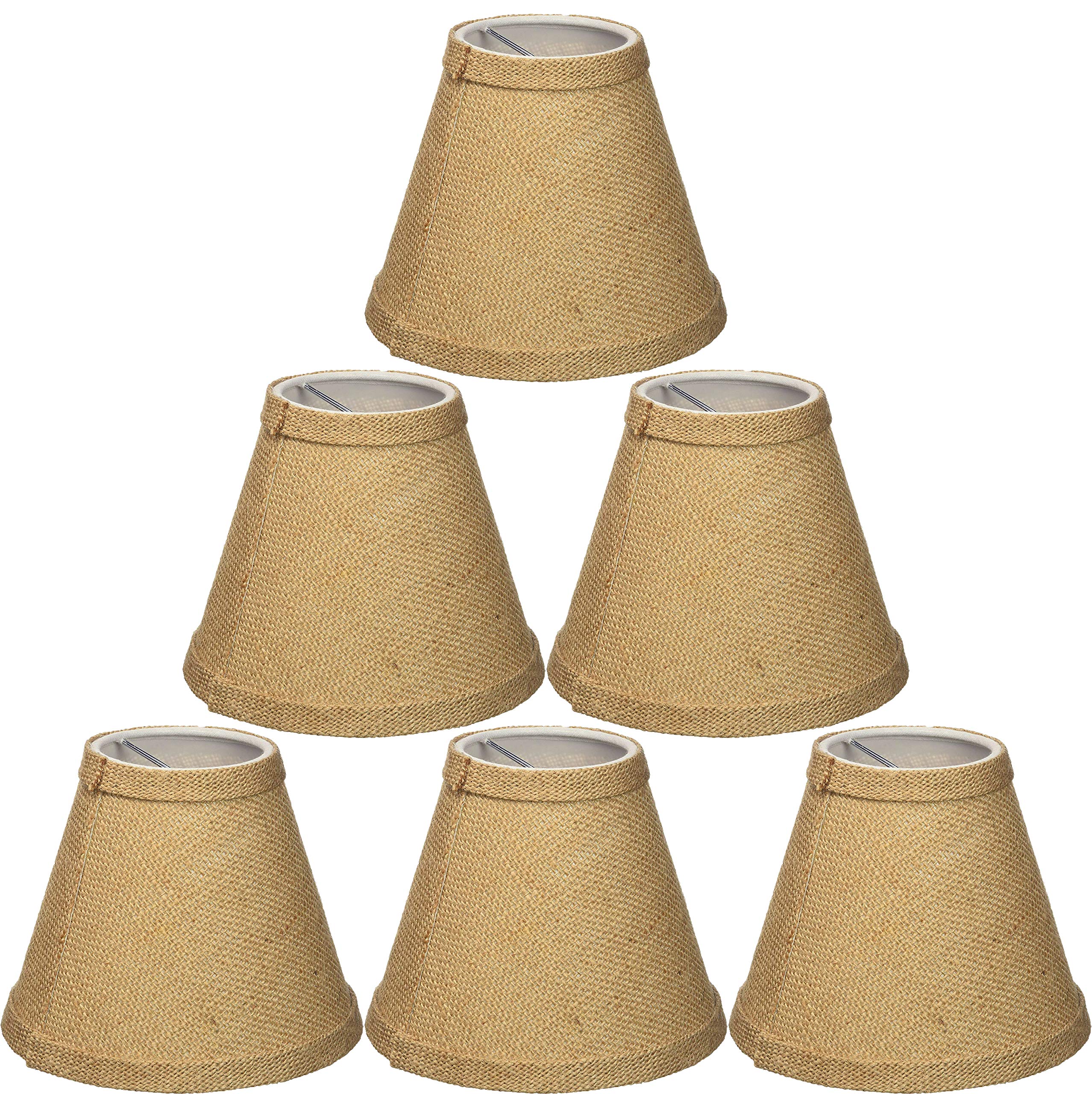 Urbanest Chandelier Lamp Shade 6-Inch, Hardback, Clip On, Burlap(Set Of 6)