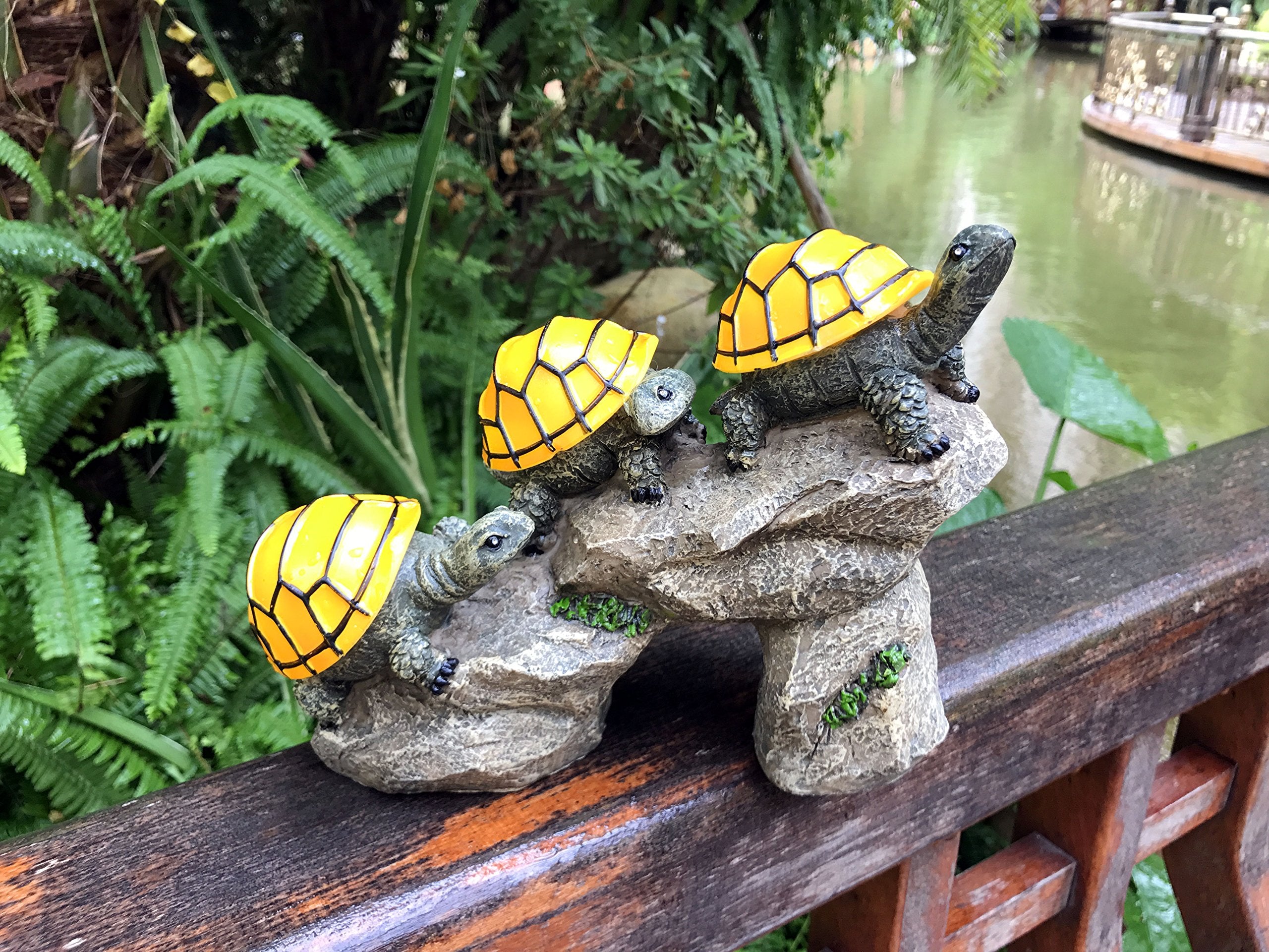 Bo-Toys Solar Powered Turtles On Log Outdoor Accent Lighting Led Garden Light Decor