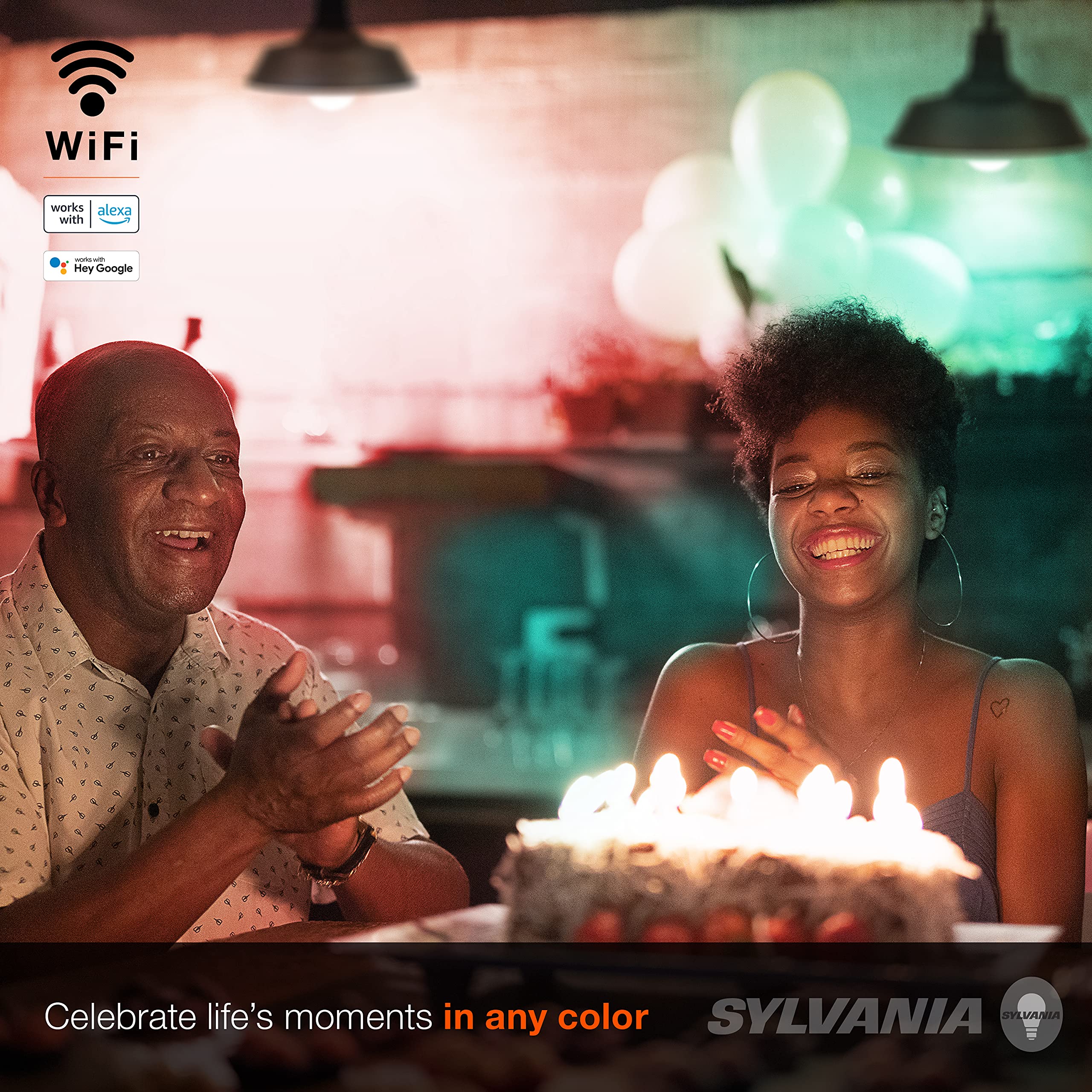 LEDVANCE SYLVANIA Wifi LED Smart Light Bulb, 60W Equivalent, Dimmable, Full Color, 4 Count, Model 75674