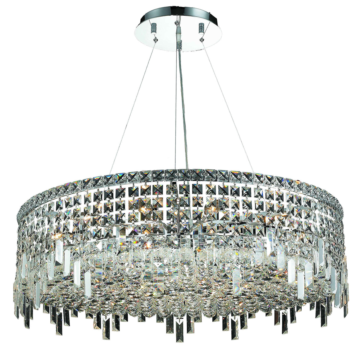 Elegant Lighting 2031D32C/Rc 18-Light Chrome Hanging Fixture With Royal Cut Crystals