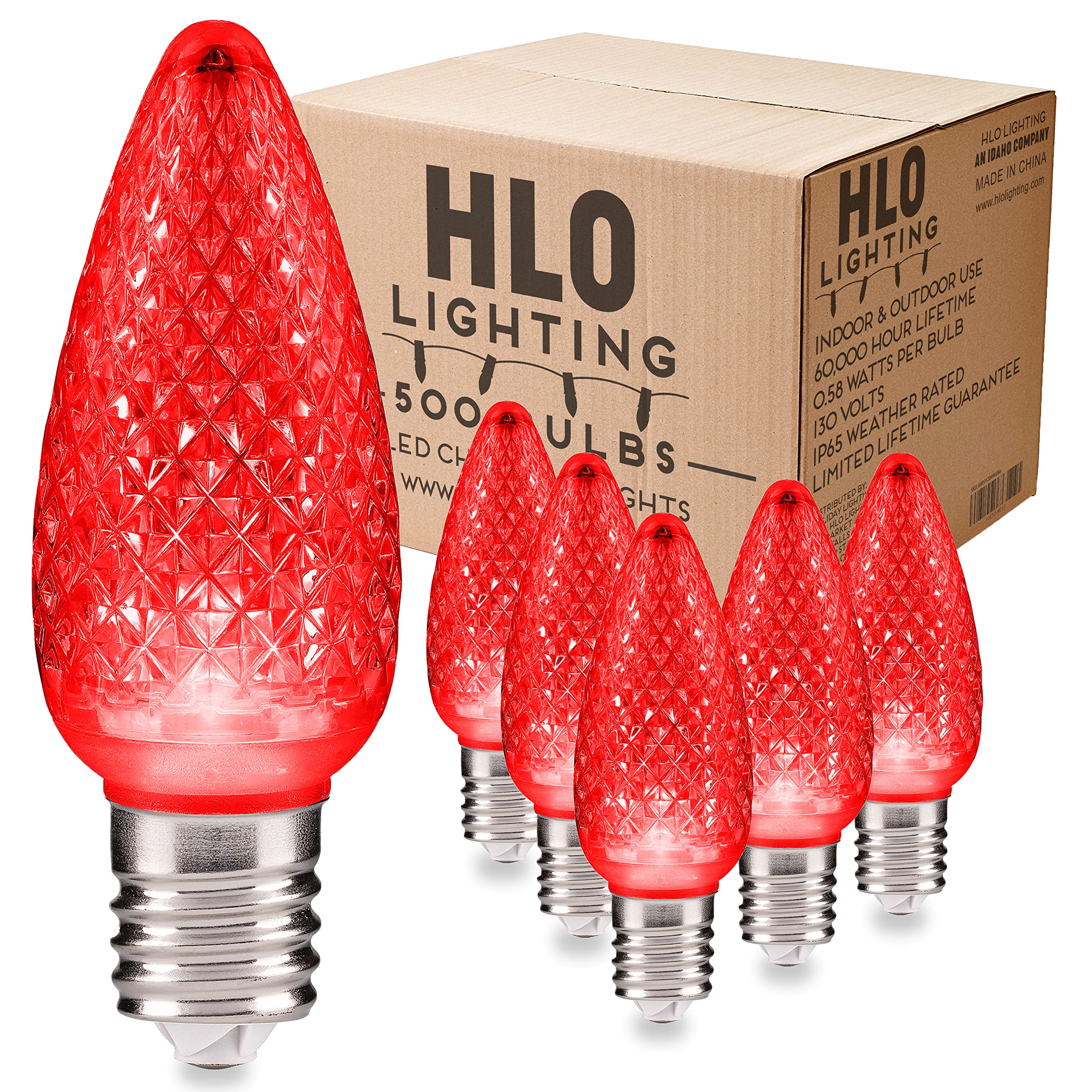 Hlo Lighting Set Of 500 Red C9 Faceted Led Christmas Light Bulbs For Indoor & Outdoor Use | Durable Replacement Bulbs
