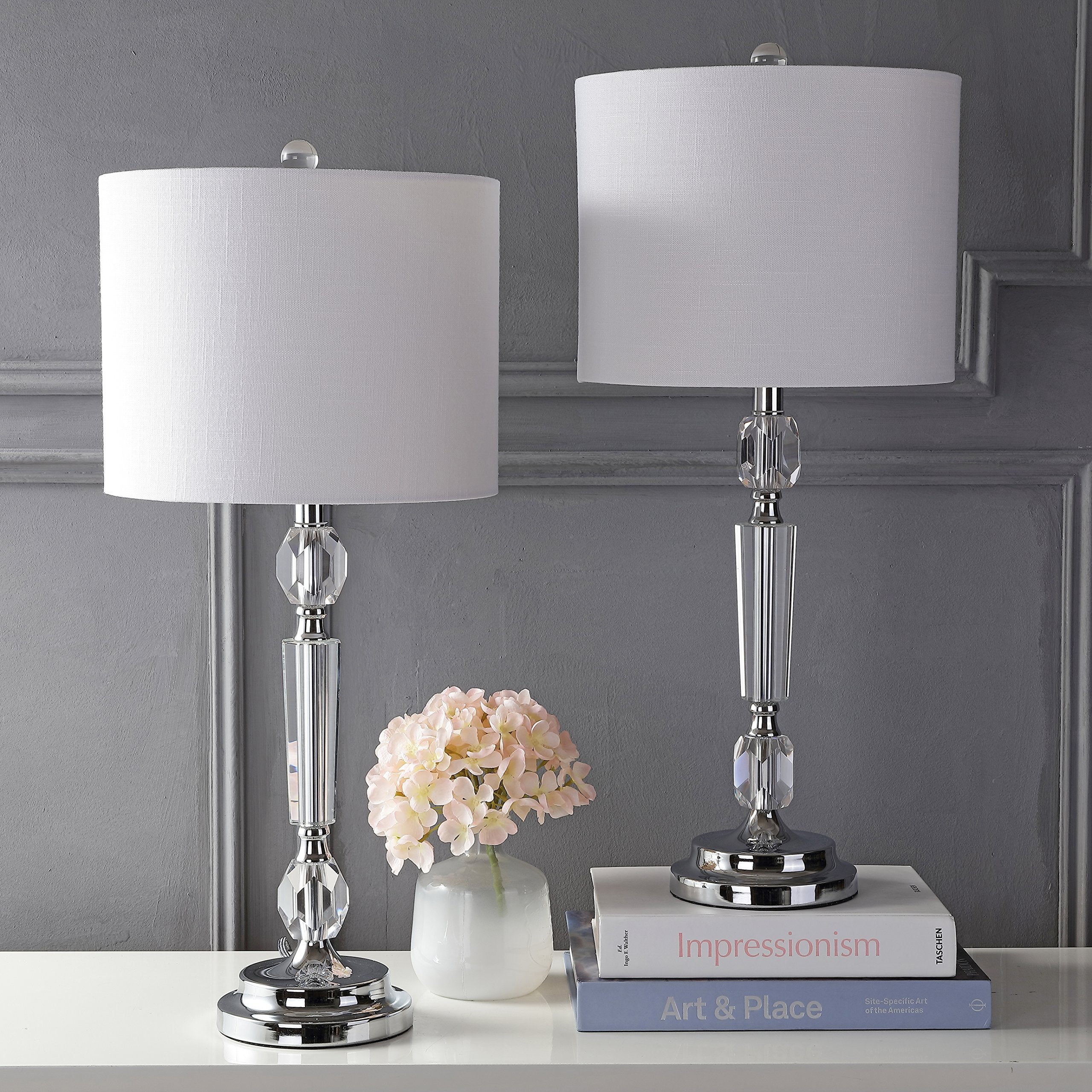 JONATHAN Y 27in Crystal LED Table Lamp Set of 2, Modern Contemporary Design, Clear, Model JYL2047A-SET2
