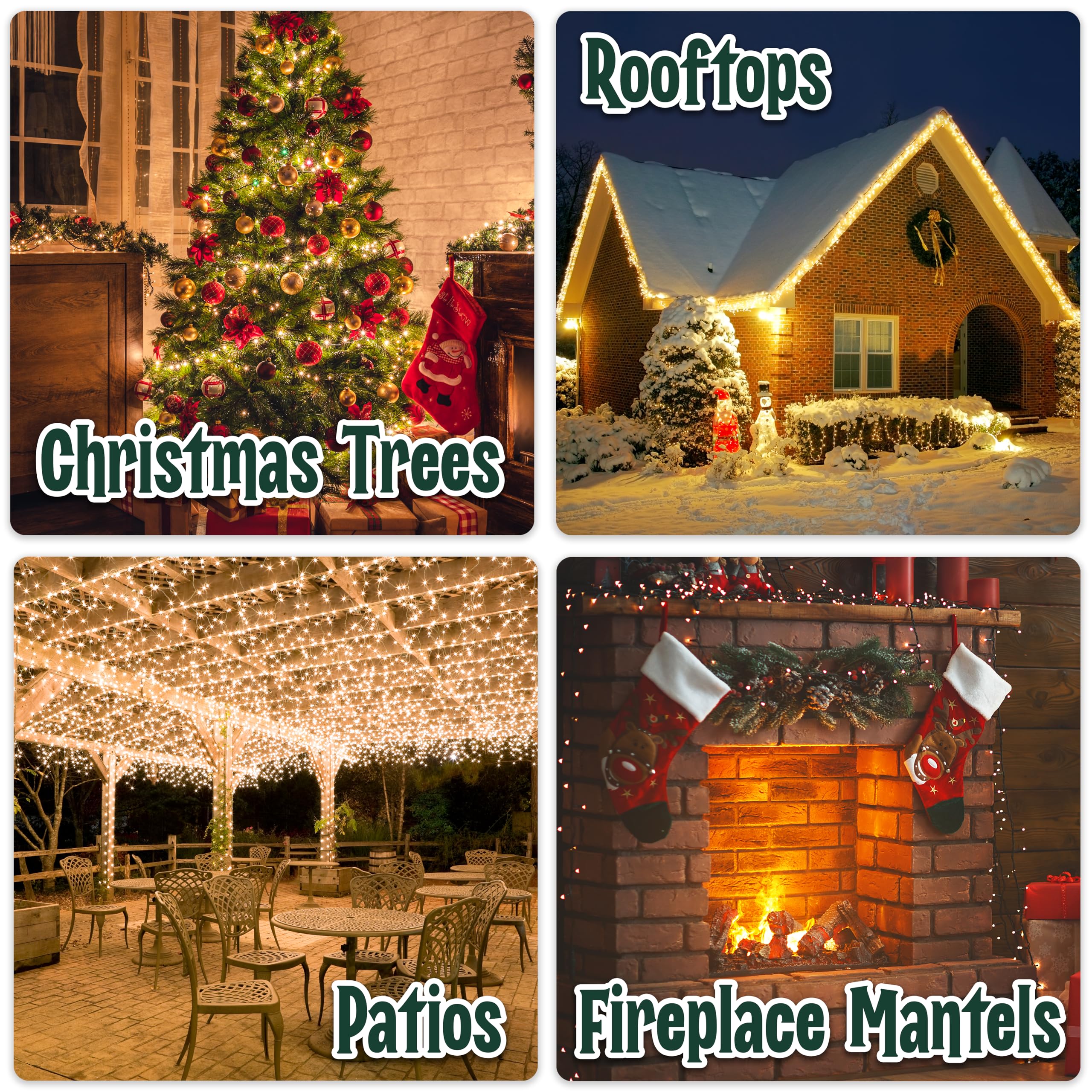 Stargo Clear Warm White Christmas Tree Lights, 35 Mini Bulbs, 6.3 ft String, Multifunctional, Glass, White Wire