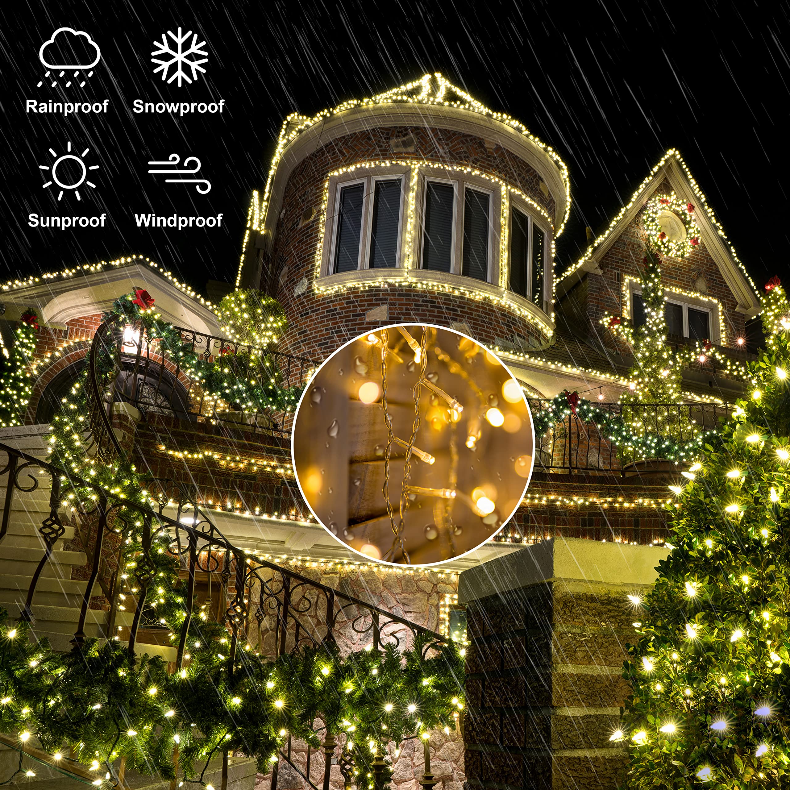 Lightshare 1000Led 328Ft String Lights Warm White, 8 Modes 30V Plug In Fairy Lights With Remote Control For Home Garden Yard Chr