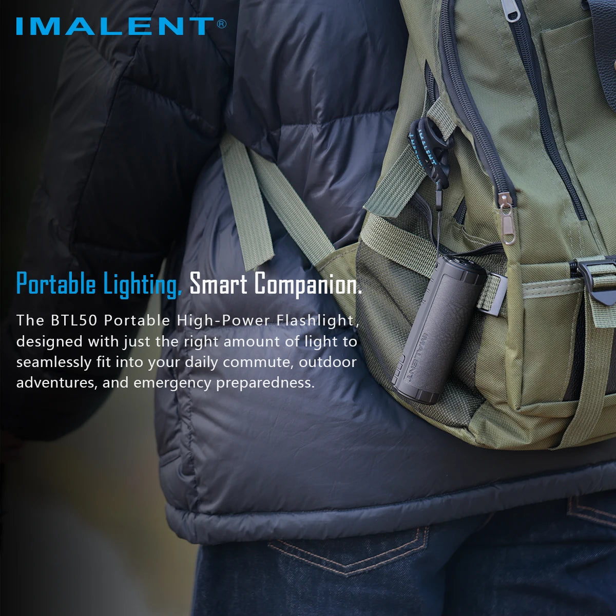 IMALENT BTL50 Electronic Focus Flashlight 3000LM 705M Range Portable EDC Tactical Fast Charging Waterproof for Patrol Hiking
