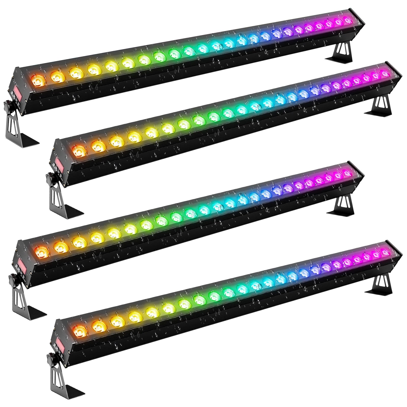 Fieryzeal 4PCS 120W Waterproof Wall Washer Lights IP65 24LEDs RGB Wall Wash Light Bar for Outdoor Building Wedding Sunlights