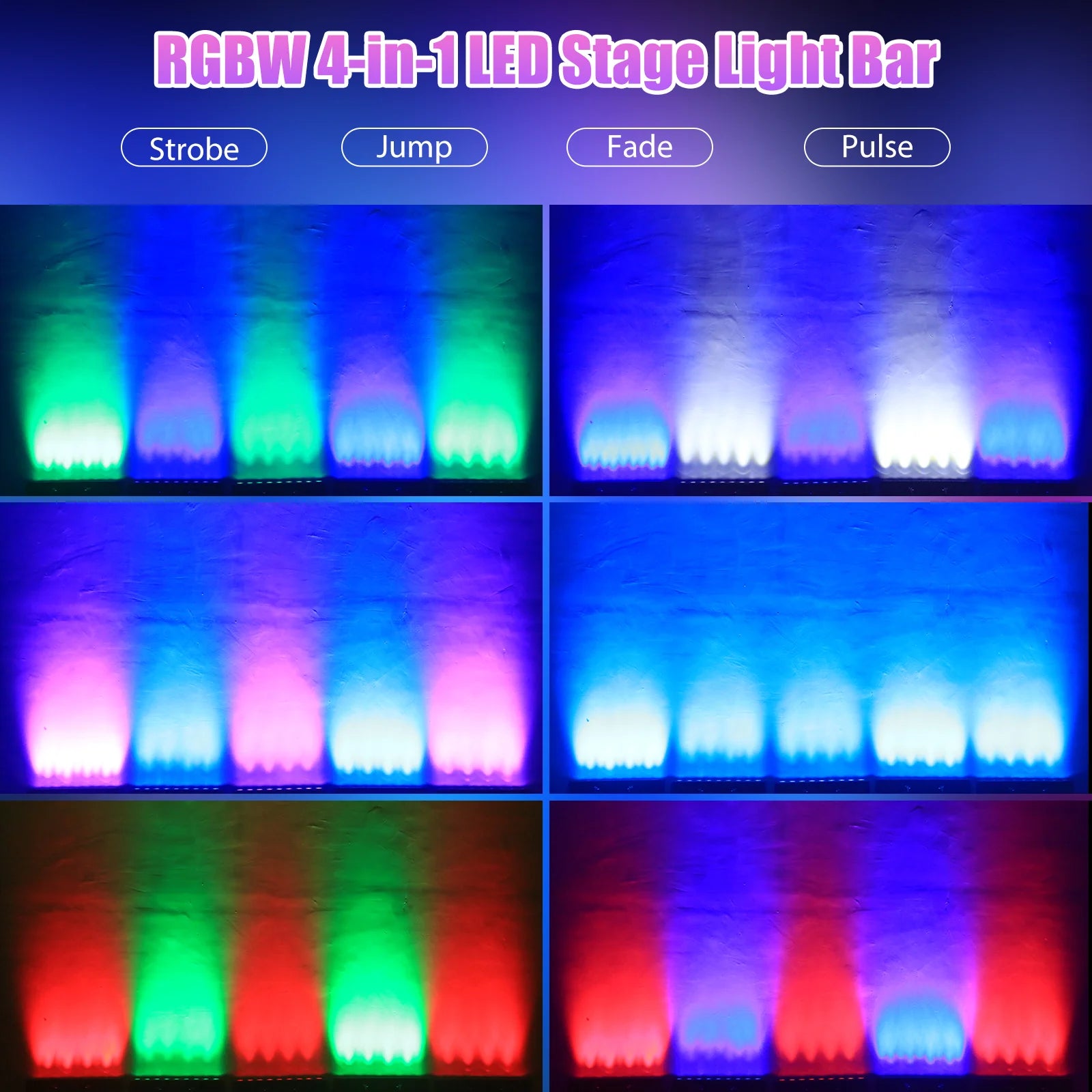 Fieryzeal 2PCS 60W Wall Wash Light Bar RGBW Strobe DJ Disco Party Light DMX Control LED Stage Light for Nightclub Wedding Bar