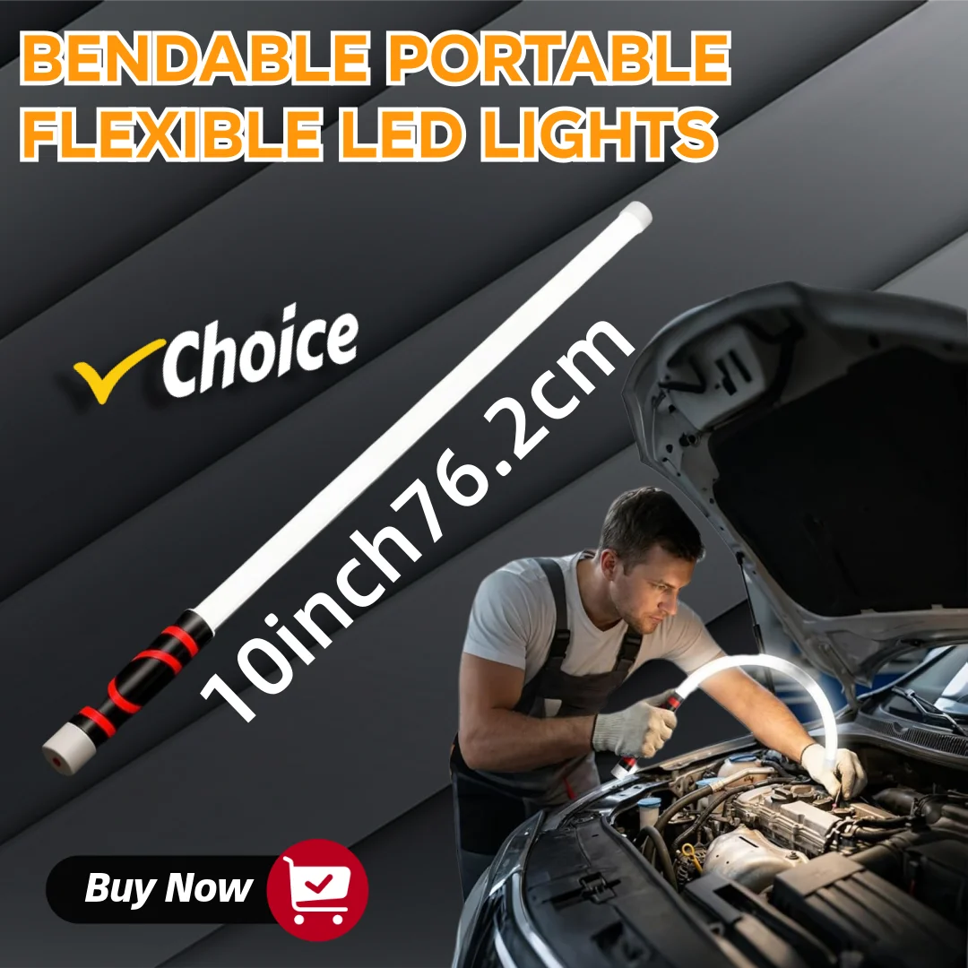 Flexible LED Light Stick, 30" Portable Rechargeable Bendable Work Light with High-Lumen LED Portable Automotive Lighting Tool