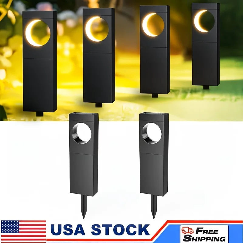 2/6 Pack Solar Pathway Lights Outdoor Waterproof Bright Moon Auto On/Off Garden Light for Yard Patio Porch Lawn Outside Decor Lighting