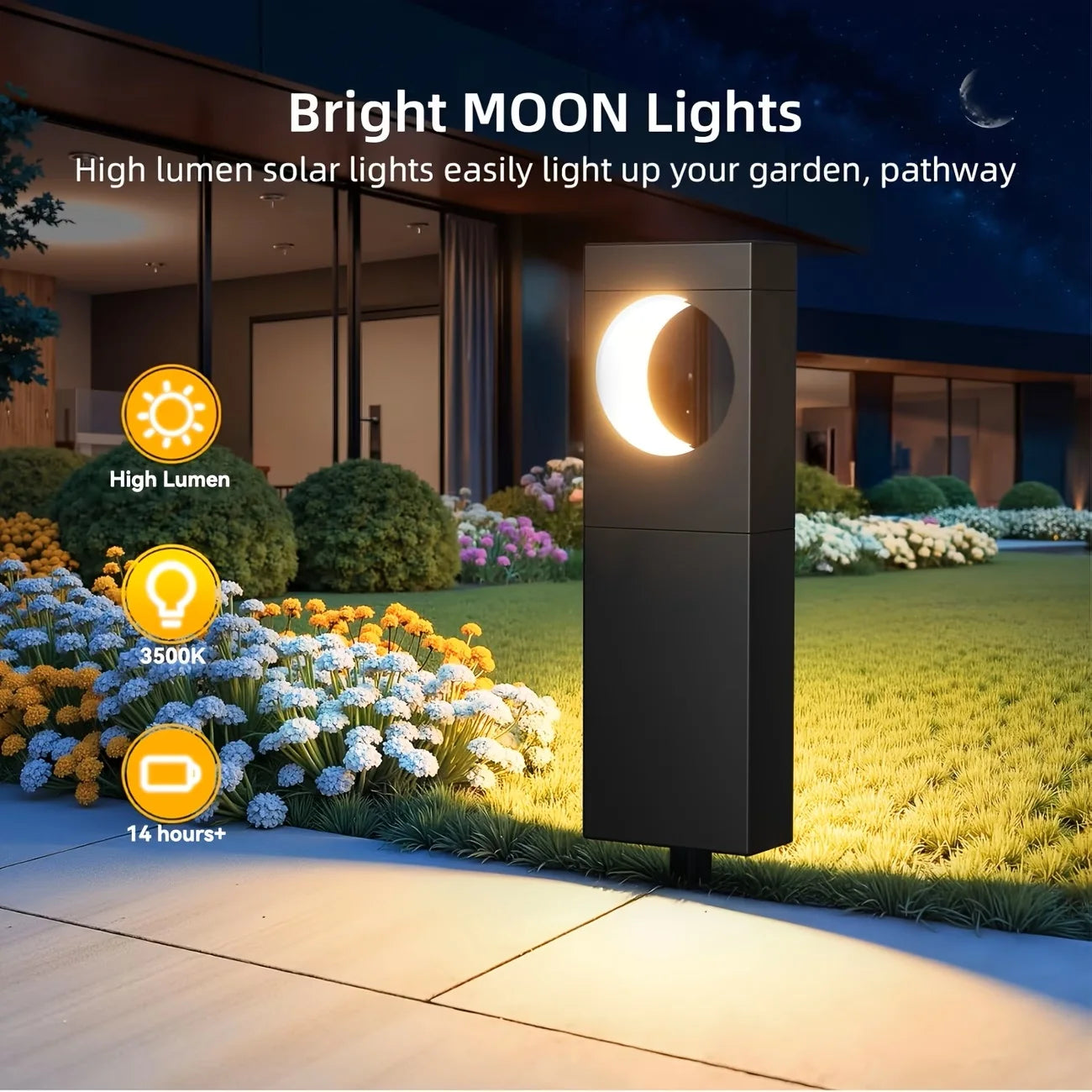 2/6 Pack Solar Pathway Lights Outdoor Waterproof Bright Moon Auto On/Off Garden Light for Yard Patio Porch Lawn Outside Decor Lighting