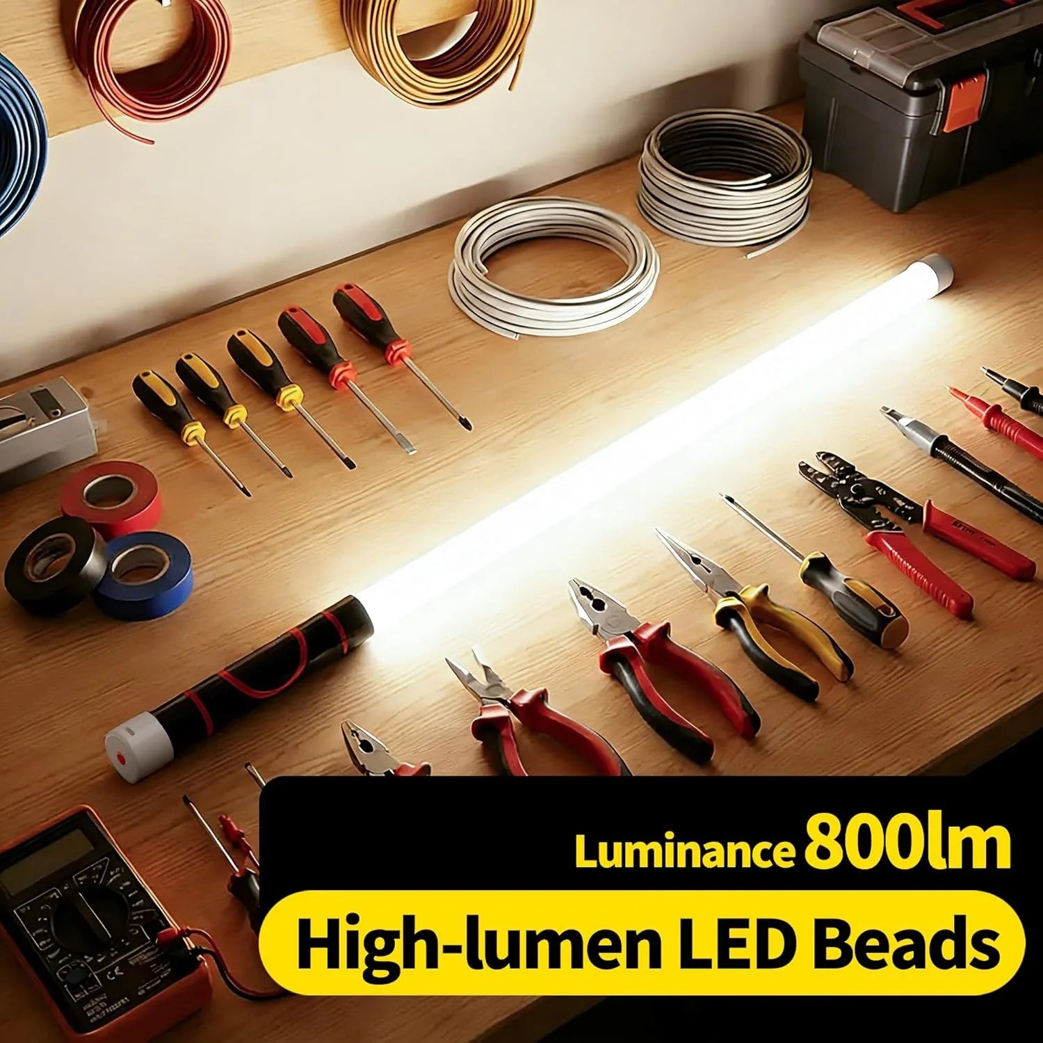 Flexible LED Light Stick, 30" Portable Rechargeable Bendable Work Light with High-Lumen LED Portable Automotive Lighting Tool
