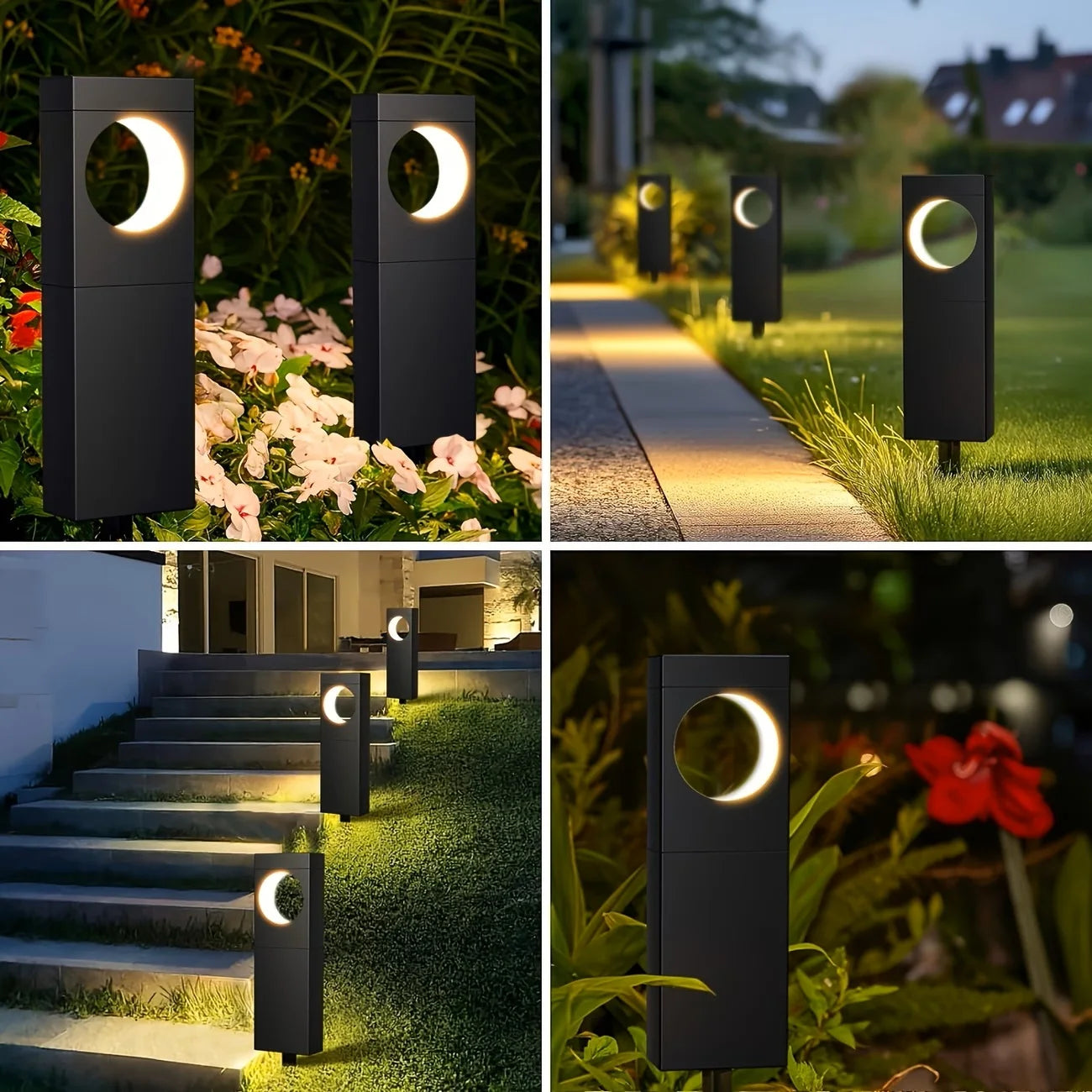 2/6 Pack Solar Pathway Lights Outdoor Waterproof Bright Moon Auto On/Off Garden Light for Yard Patio Porch Lawn Outside Decor Lighting