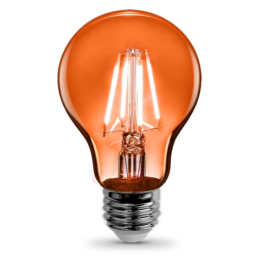 Feit Electric LED Filament Light Bulb A19/TO/LED 25W Equivalent Dimmable Clear Glass 1 Count Orange