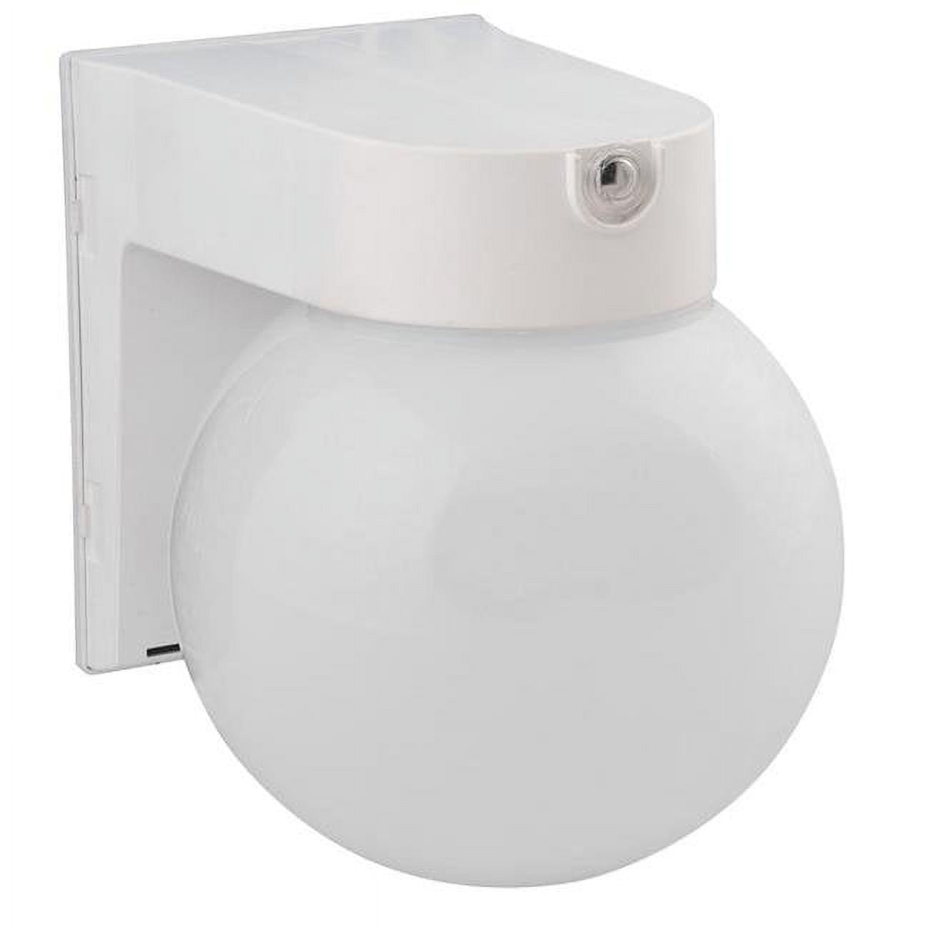 12 Watt - Led Security Globe Fixture With Sensor - 4000K Cool White - 120 Volt - White Finish - Plt Led-Slr12Wh