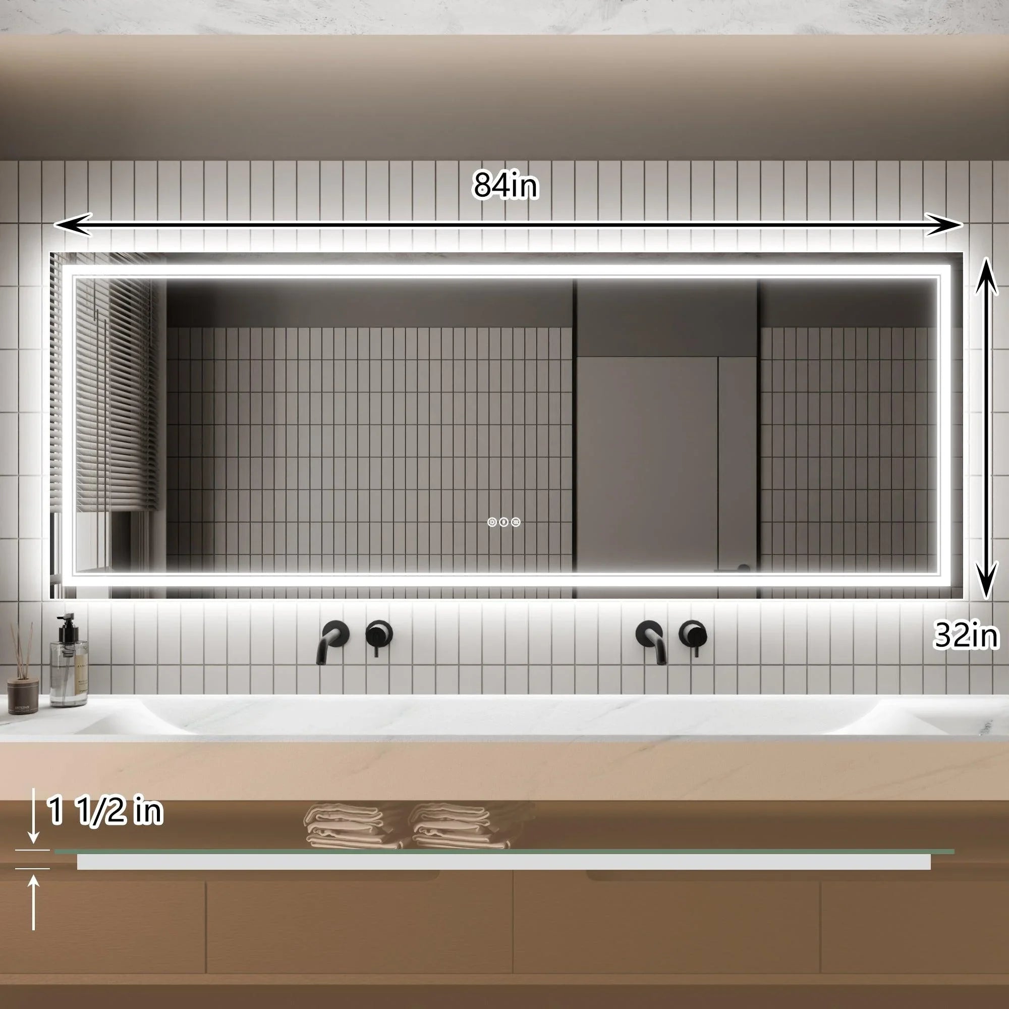 GlareGuard Anti-Fog Bathroom Dimmable Led Mirror Backlit Illuminated Mirror Touch Switch