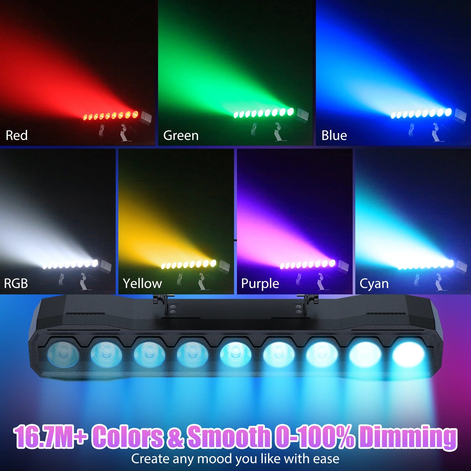 Fieryzeal 2PCS 60W Wall Wash Light Bar RGBW Strobe DJ Disco Party Light DMX Control LED Stage Light for Nightclub Wedding Bar