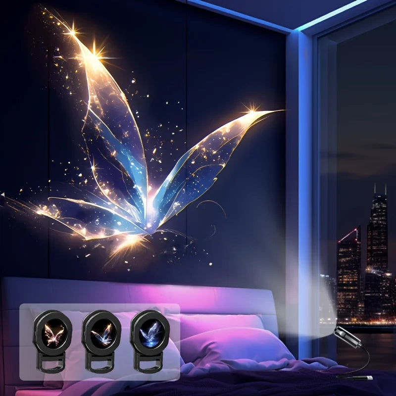 LED USB Projector Light 1/3/6pcs Projection Patterns-Adjustable Whale Butterfly Star Night Light Christmas Halloween Decoration